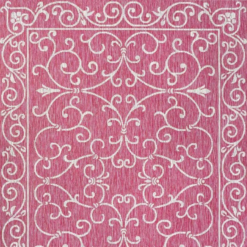 3' X 5' Fuchsia And Light Gray Medallion Indoor Outdoor Area Rug Homeroots Outdoor