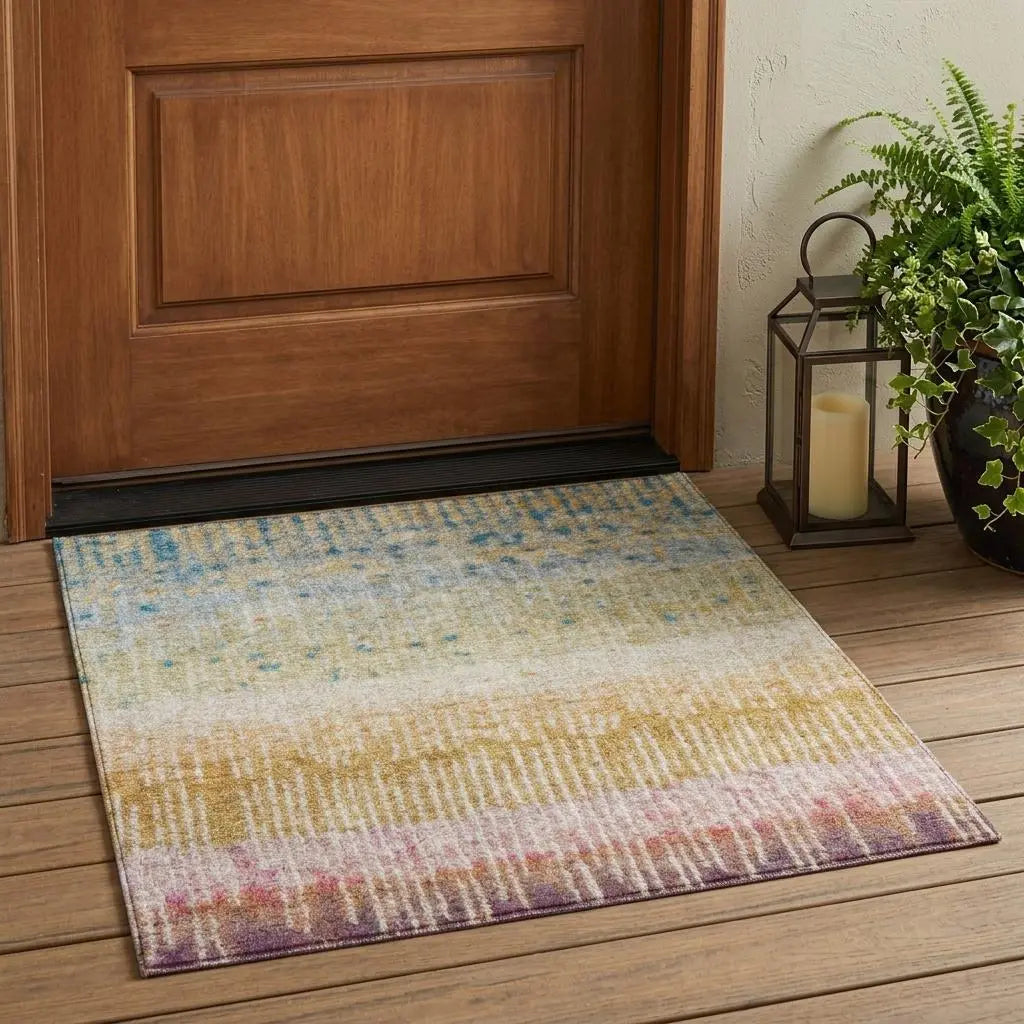 3' X 5' Gold And Beige Abstract Washable Indoor Outdoor Area Rug Homeroots Outdoor