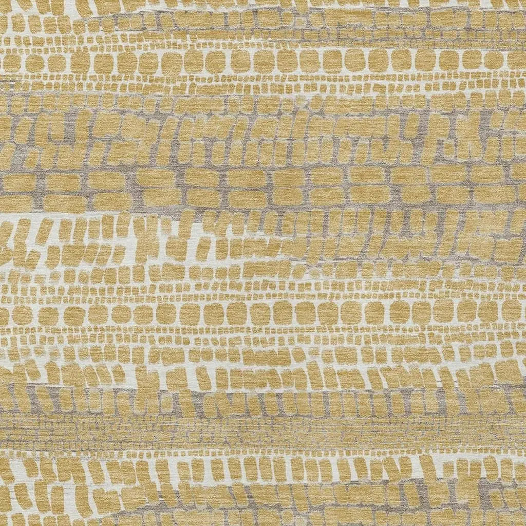 3' X 5' Gold And Beige Abstract Washable Indoor Outdoor Area Rug Homeroots Outdoor
