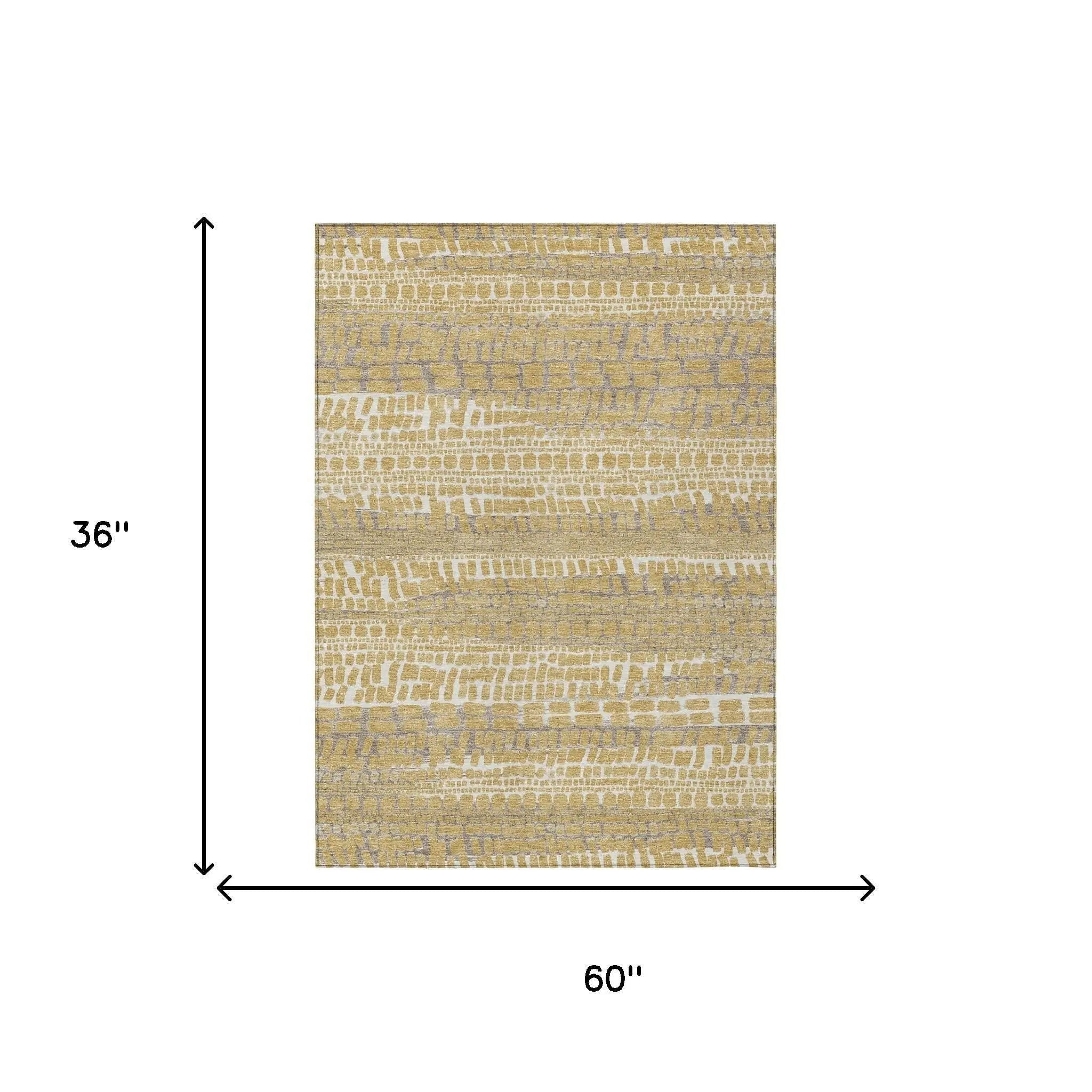 3' X 5' Gold And Beige Abstract Washable Indoor Outdoor Area Rug Homeroots Outdoor