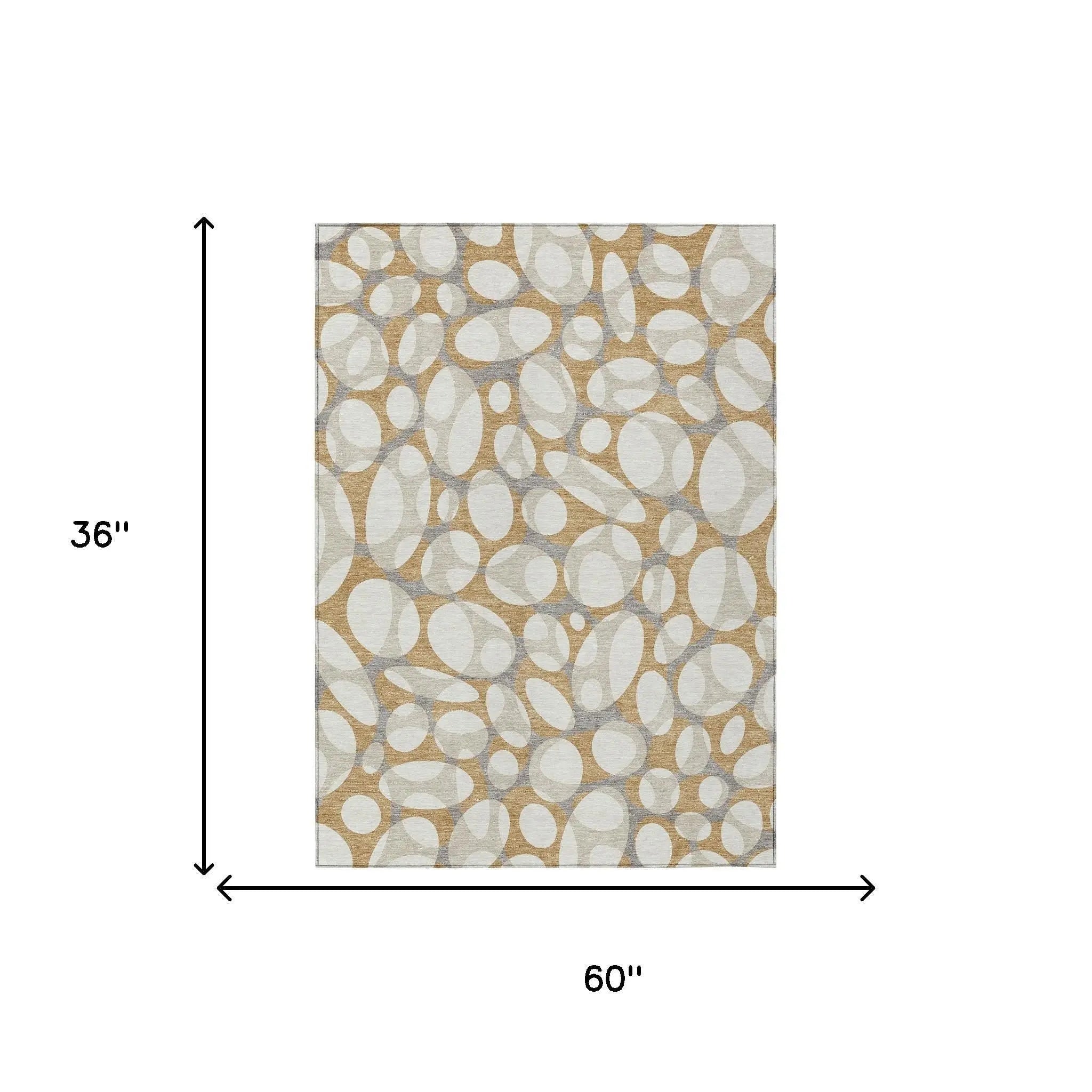 3' X 5' Gold And Beige Abstract Washable Indoor Outdoor Area Rug Homeroots Outdoor