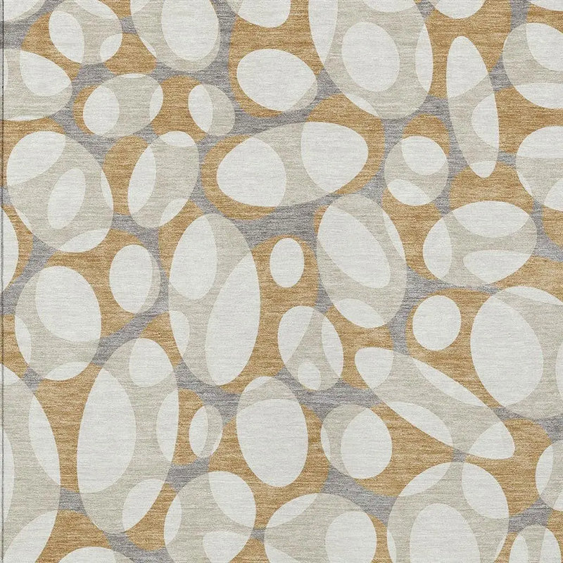 3' X 5' Gold And Beige Abstract Washable Indoor Outdoor Area Rug Homeroots Outdoor