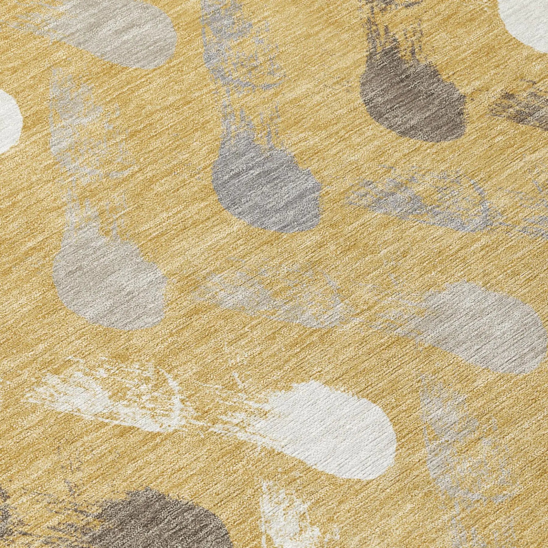 3' X 5' Gold And Beige Geometric Washable Indoor Outdoor Area Rug Homeroots Outdoor