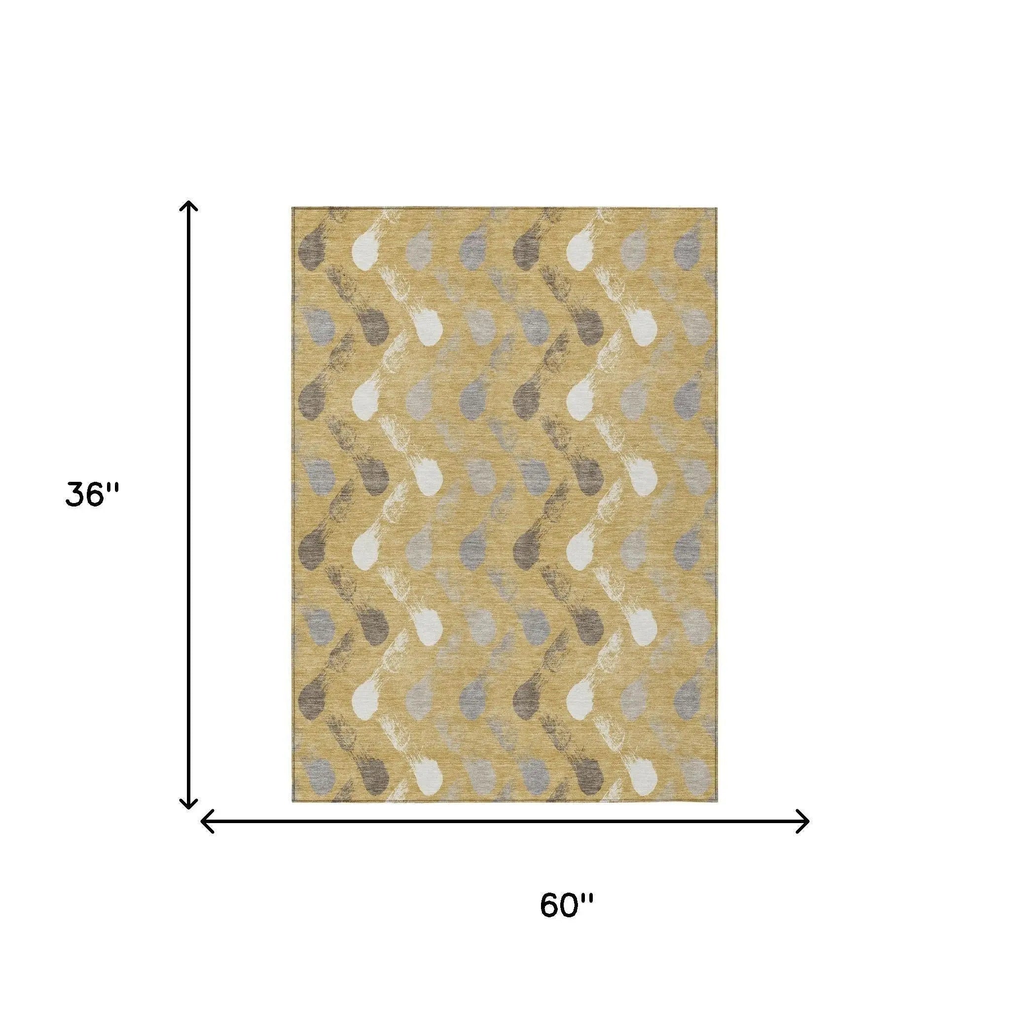 3' X 5' Gold And Beige Geometric Washable Indoor Outdoor Area Rug Homeroots Outdoor
