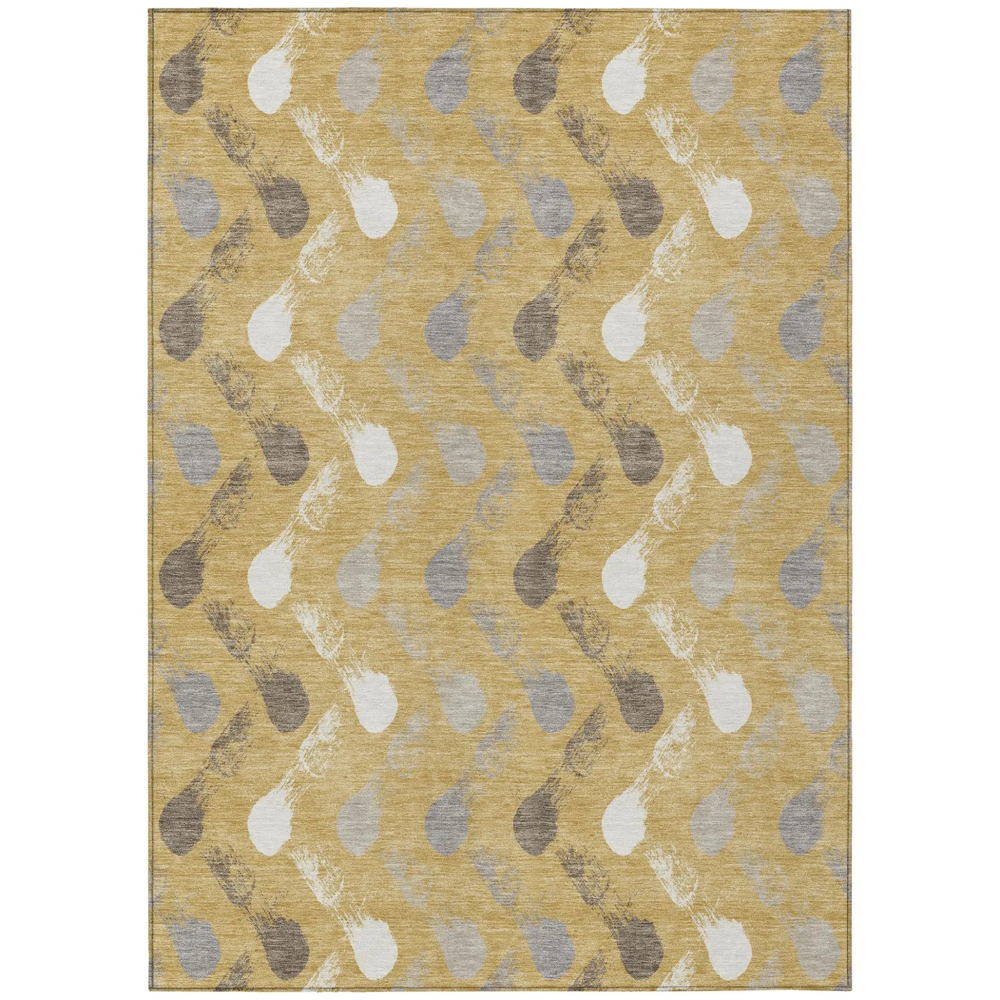 3' X 5' Gold And Beige Geometric Washable Indoor Outdoor Area Rug Homeroots Outdoor