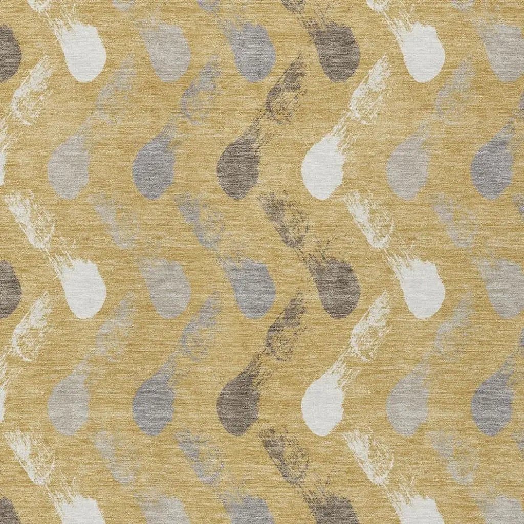 3' X 5' Gold And Beige Geometric Washable Indoor Outdoor Area Rug Homeroots Outdoor