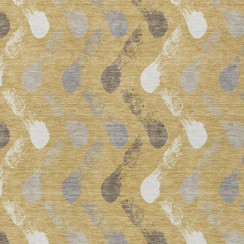 3' X 5' Gold And Beige Geometric Washable Indoor Outdoor Area Rug Homeroots Outdoor