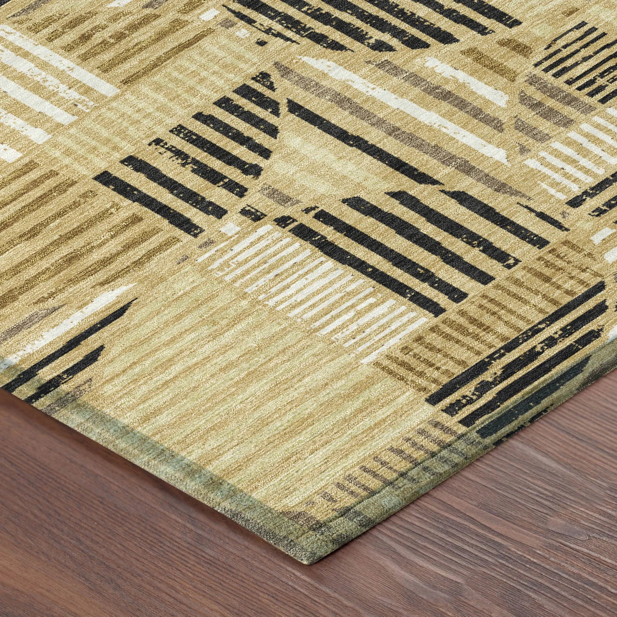 3' X 5' Gold And Blue Geometric Washable Indoor Outdoor Area Rug Homeroots Outdoor
