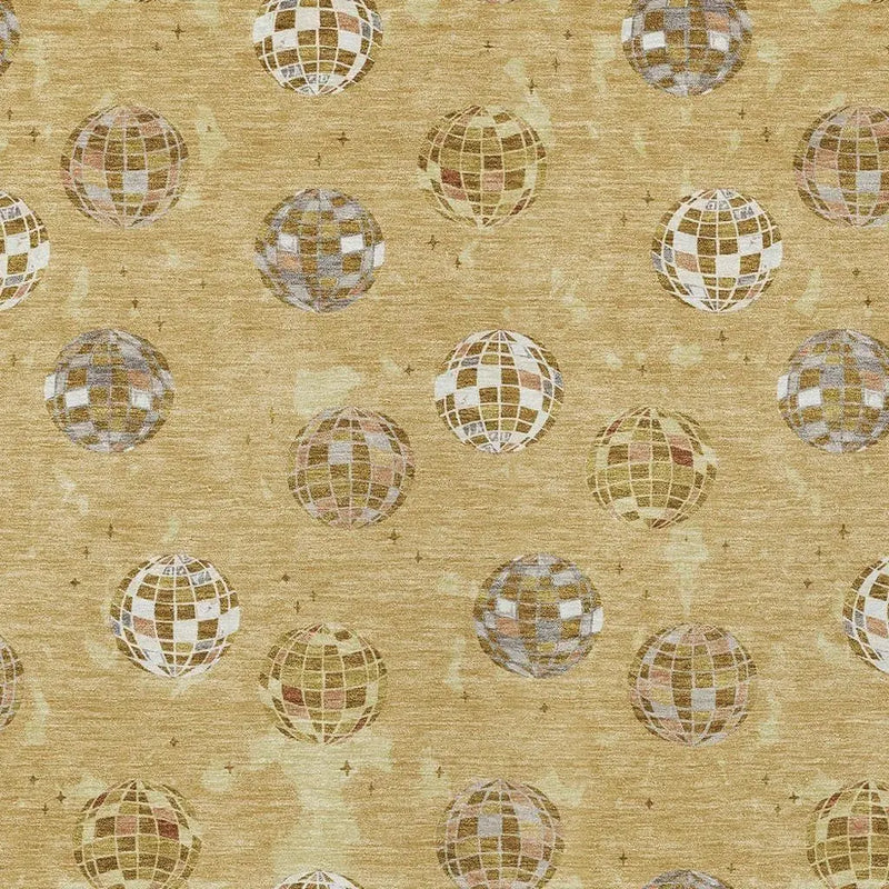 3' X 5' Gold And Blue Geometric Washable Indoor Outdoor Area Rug Homeroots Outdoor
