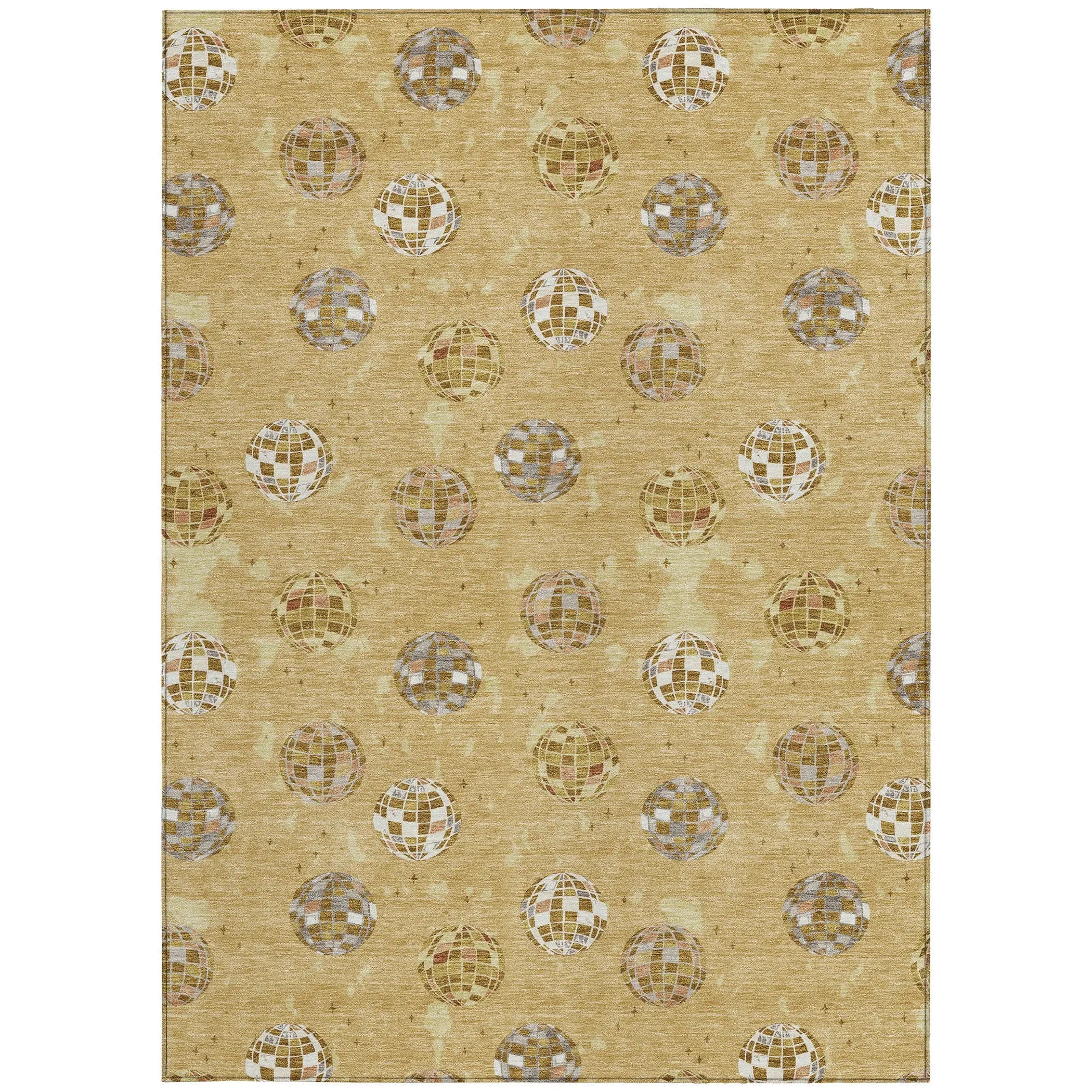 3' X 5' Gold And Blue Geometric Washable Indoor Outdoor Area Rug Homeroots Outdoor