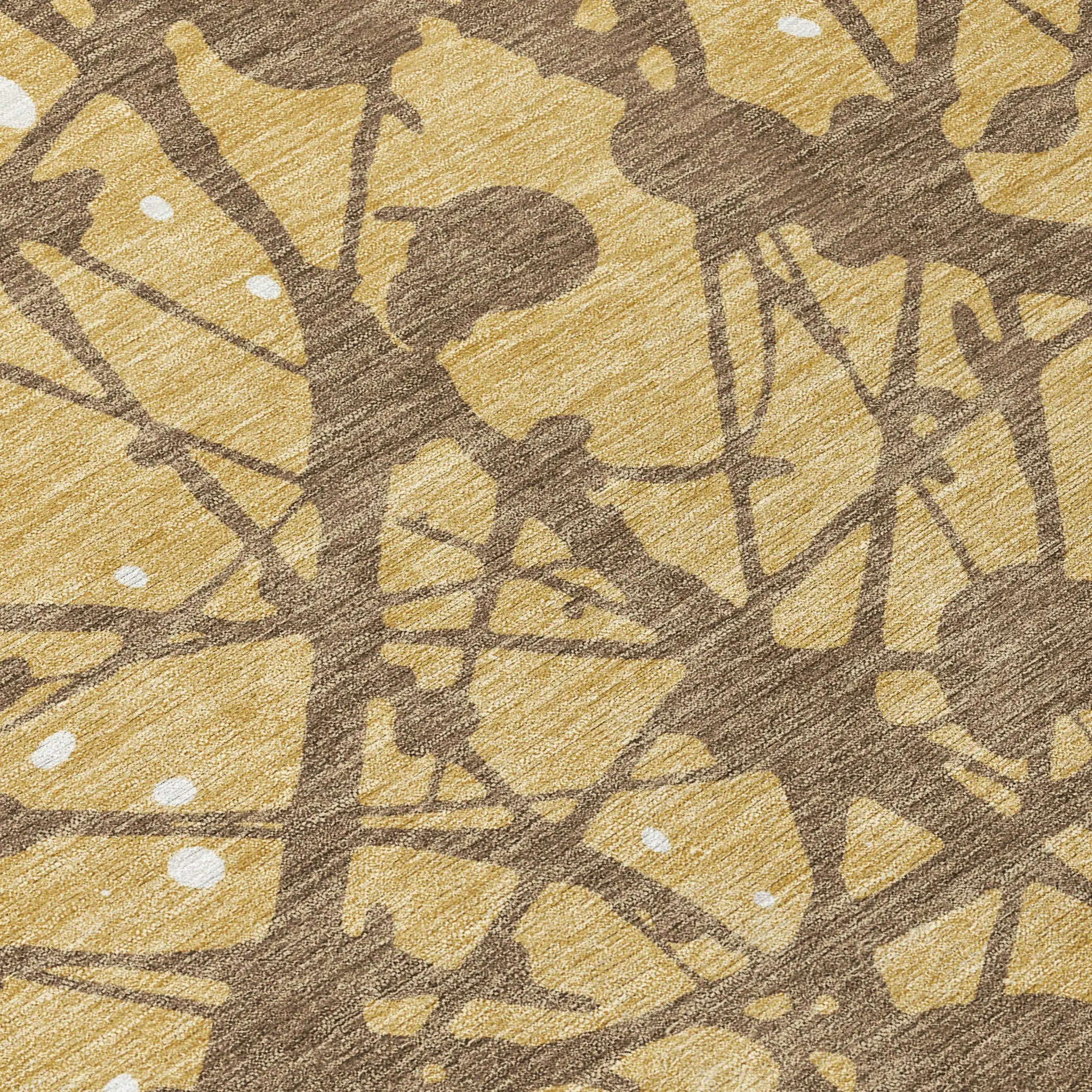 3' X 5' Gold And Brown Abstract Washable Indoor Outdoor Area Rug Homeroots Outdoor
