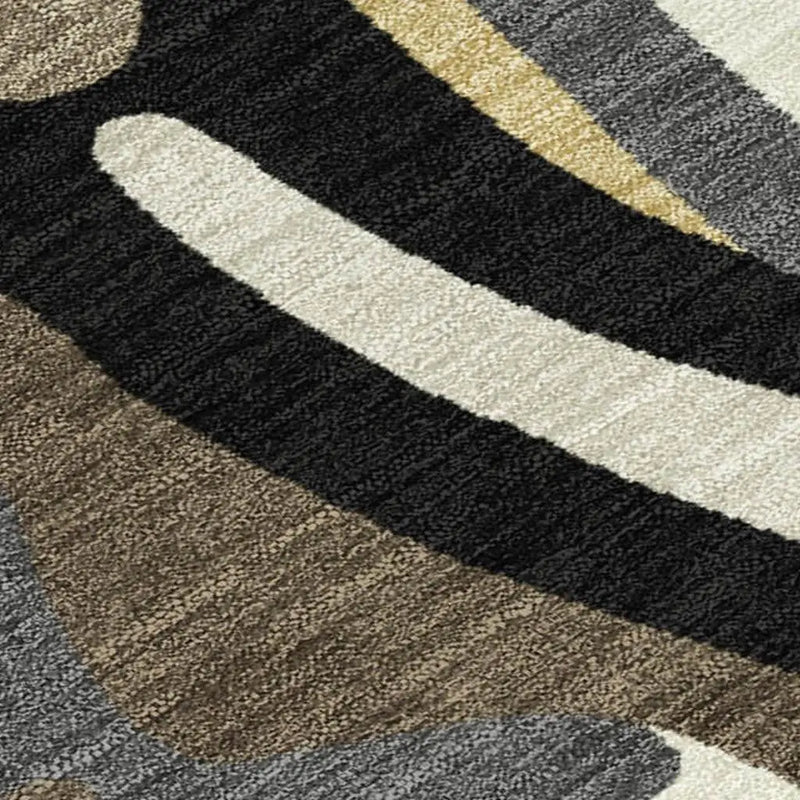 3' X 5' Gold And Brown Abstract Washable Indoor Outdoor Area Rug Homeroots Outdoor