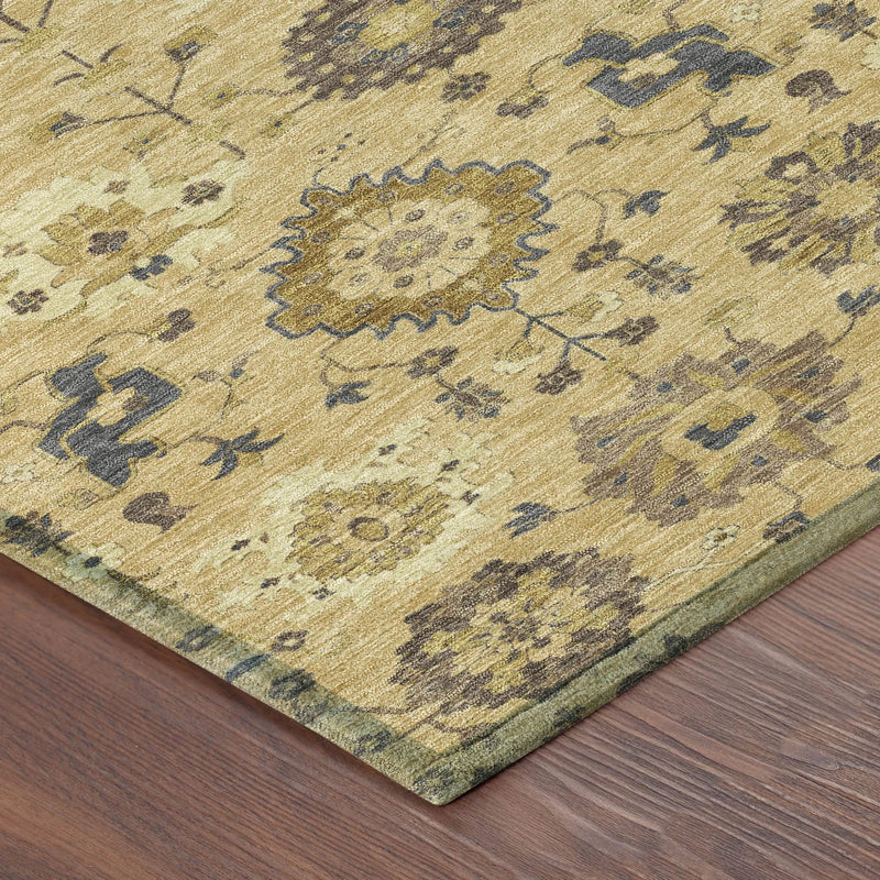 3' X 5' Gold And Brown Geometric Washable Indoor Outdoor Area Rug Homeroots Outdoor