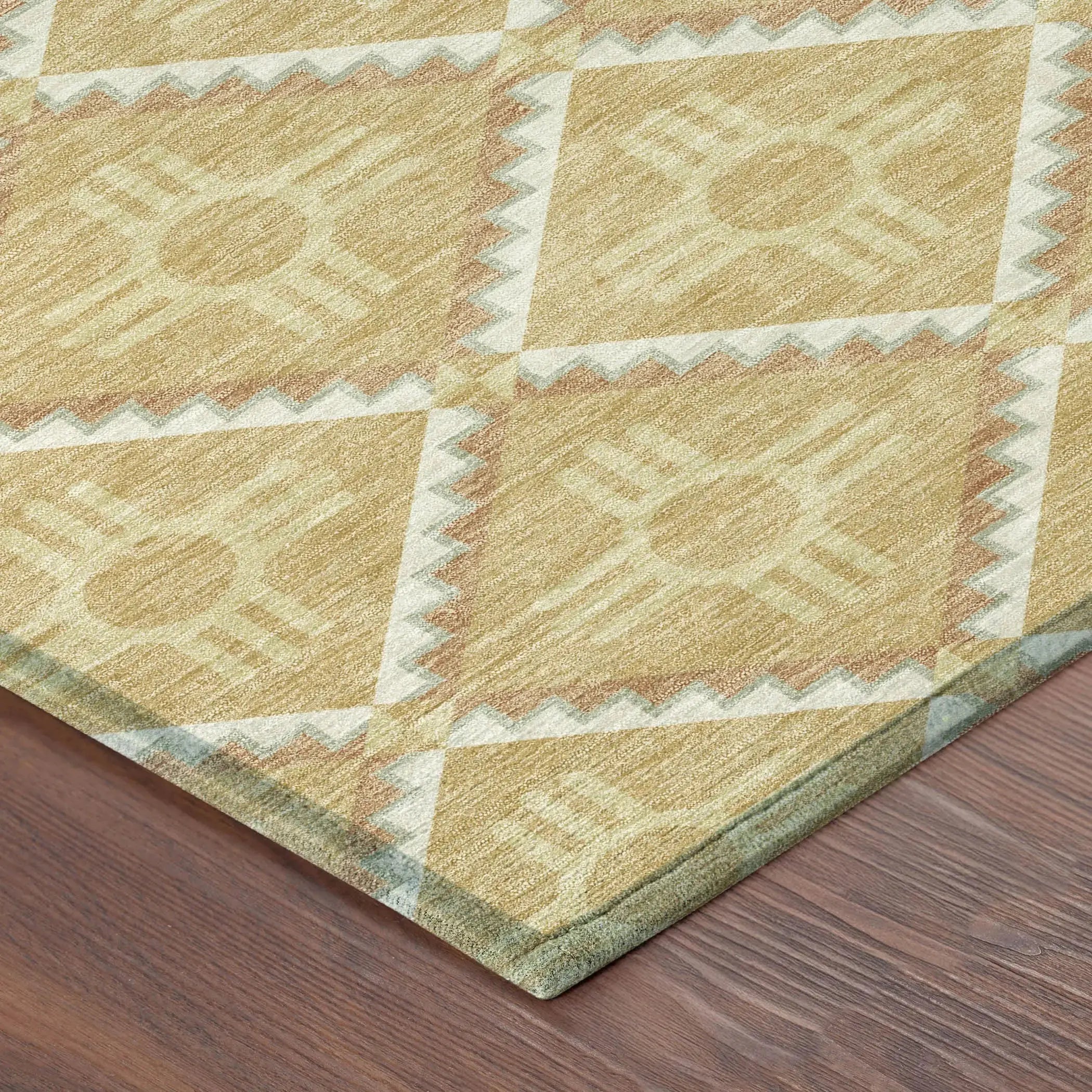 3' X 5' Gold And Brown Geometric Washable Indoor Outdoor Area Rug Homeroots Outdoor