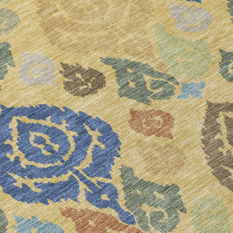 3' X 5' Gold And Chocolate Damask Washable Indoor Outdoor Area Rug Homeroots Outdoor