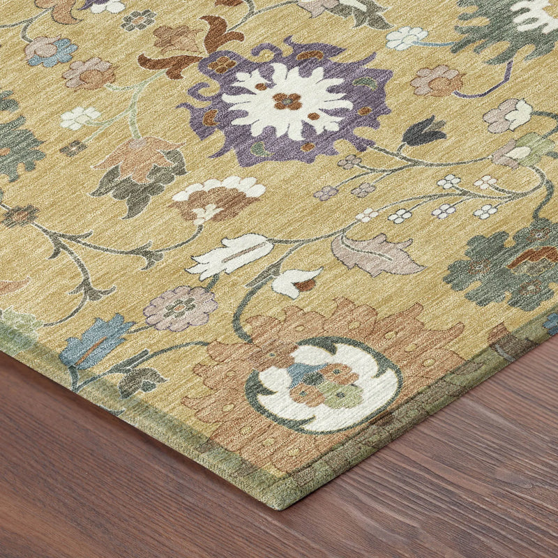 3' X 5' Gold And Copper Floral Medallion Washable Indoor Outdoor Area Rug Homeroots Outdoor