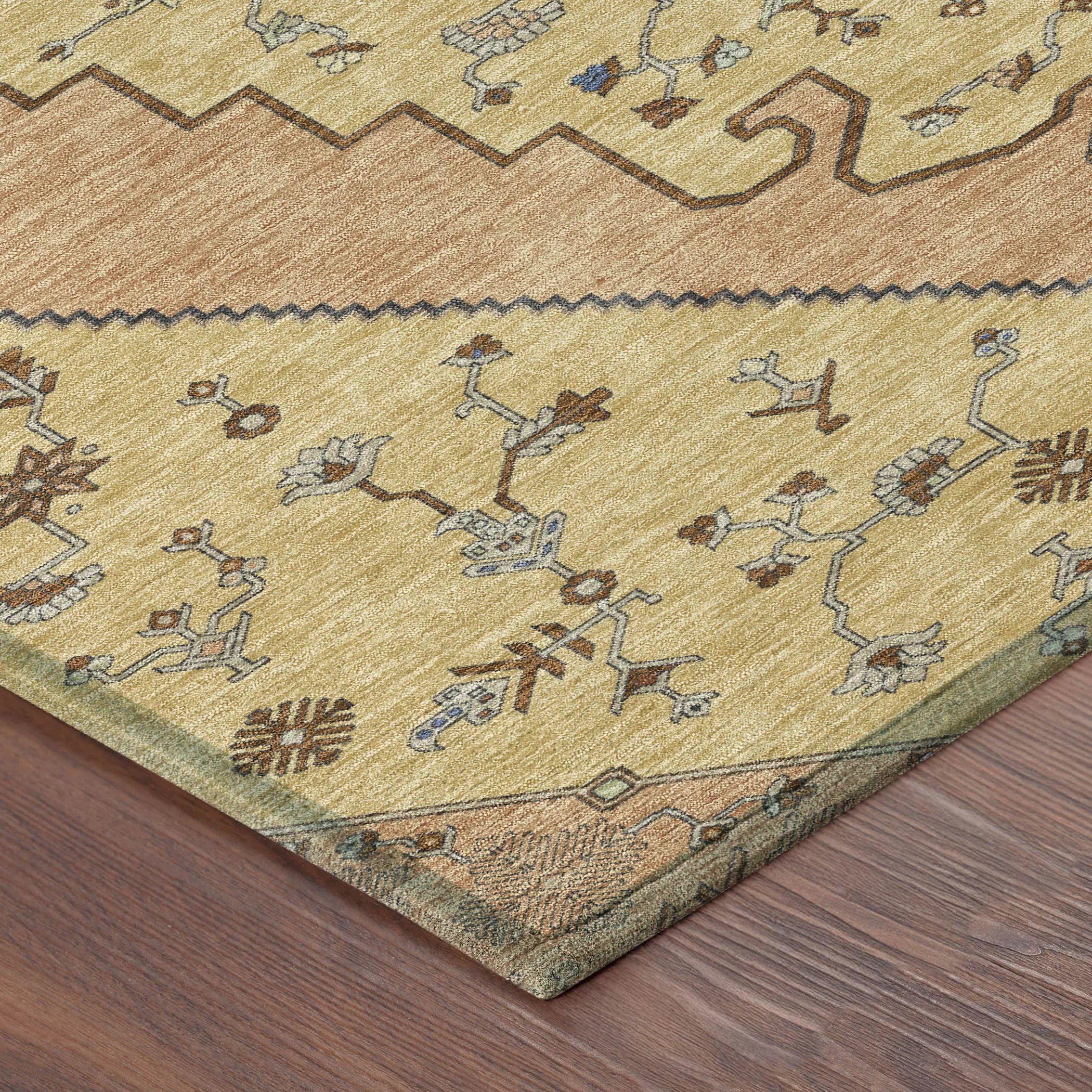 3' X 5' Gold And Copper Geometric Washable Indoor Outdoor Area Rug Homeroots Outdoor