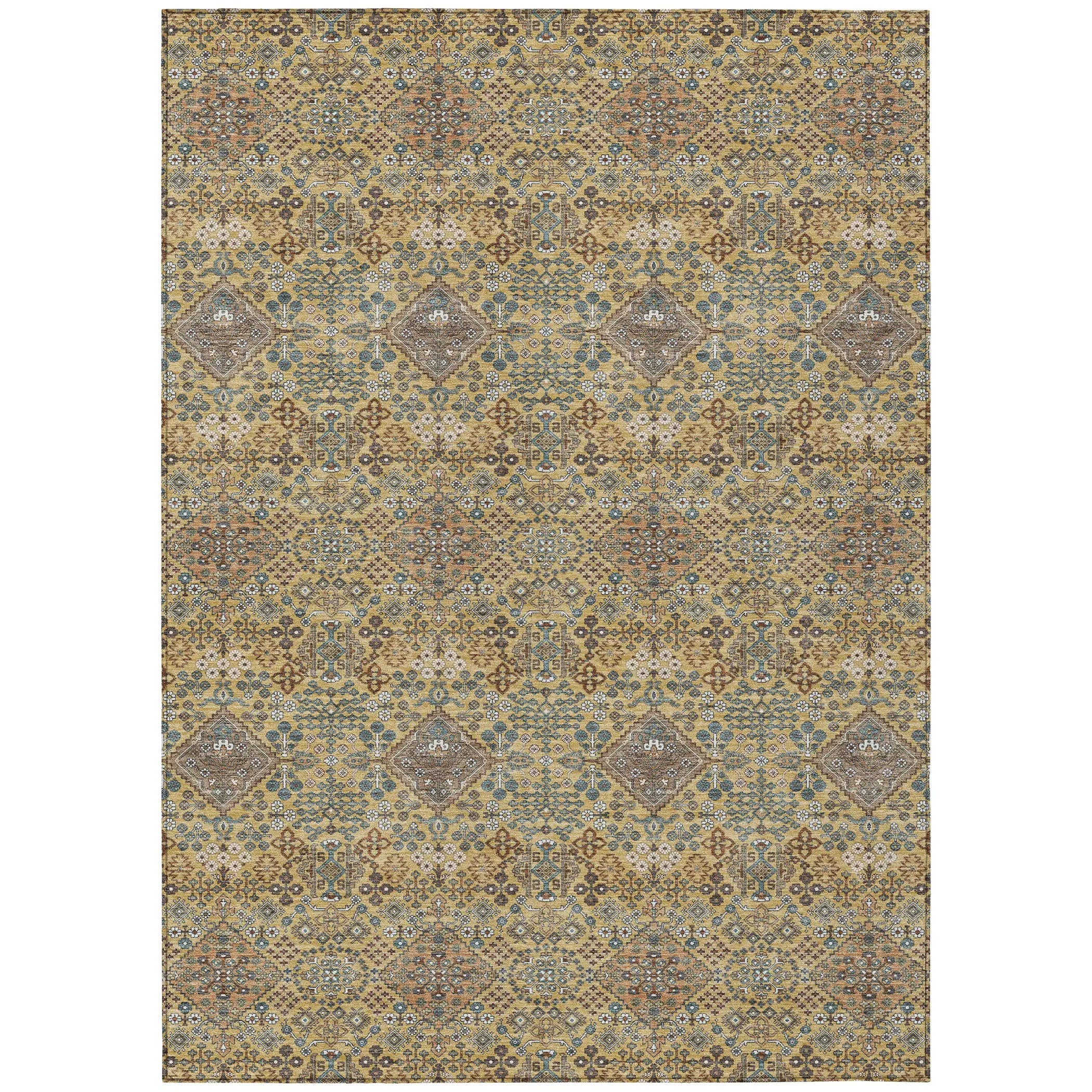 3' X 5' Gold And Copper Geometric Washable Indoor Outdoor Area Rug Homeroots Outdoor