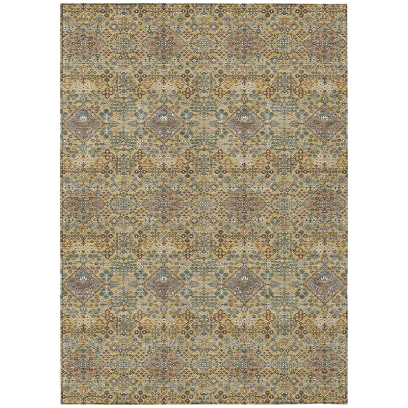 3' X 5' Gold And Copper Geometric Washable Indoor Outdoor Area Rug Homeroots Outdoor