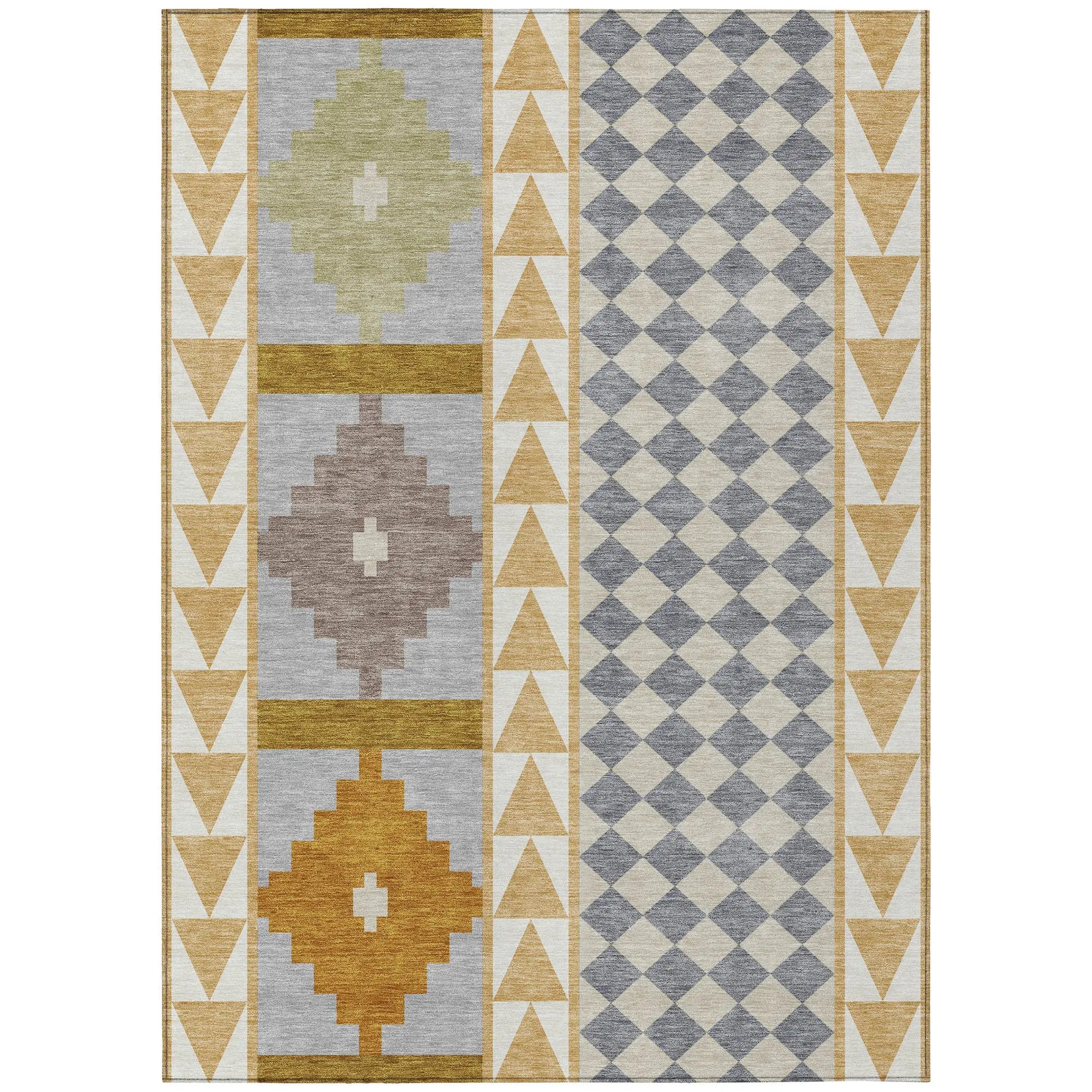 3' X 5' Gold And Copper Southwestern Washable Indoor Outdoor Area Rug Homeroots Outdoor
