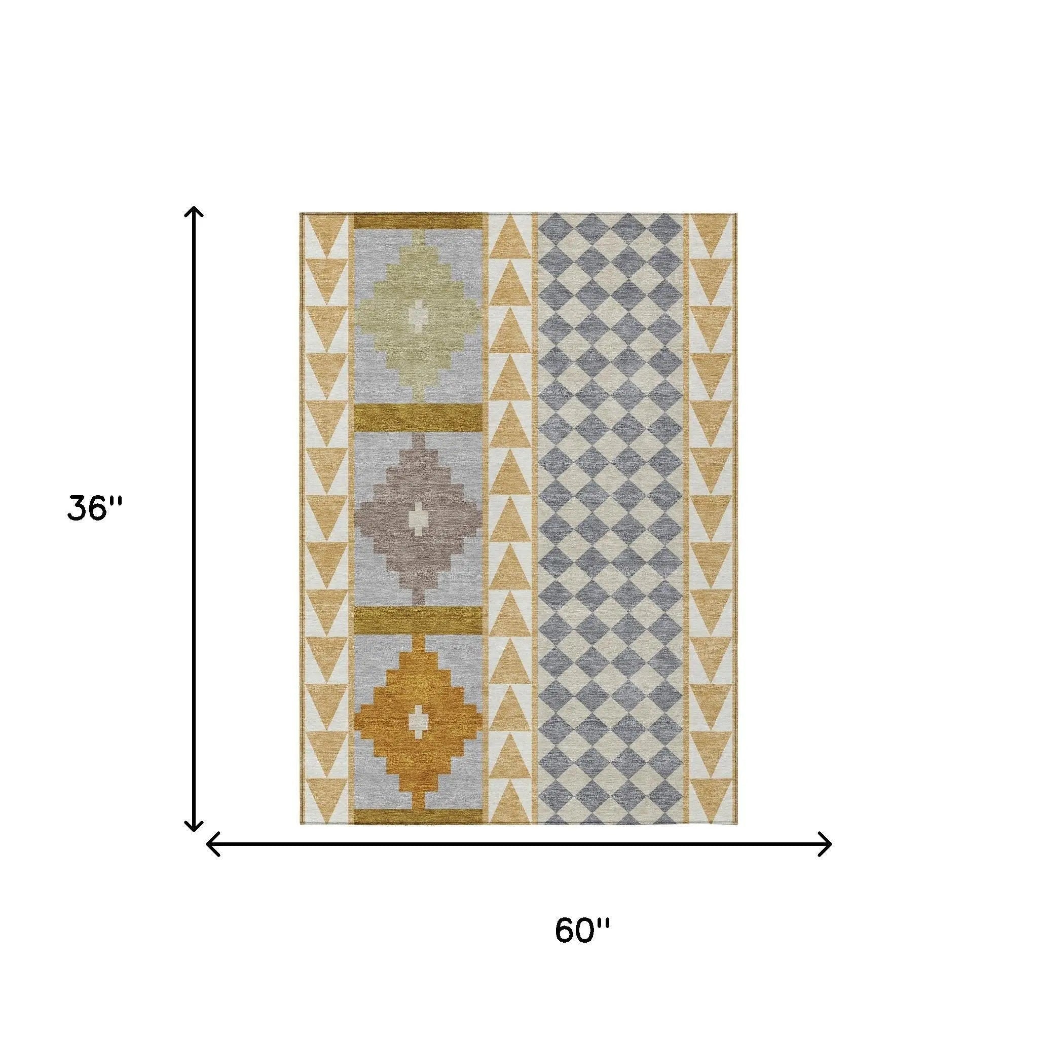 3' X 5' Gold And Copper Southwestern Washable Indoor Outdoor Area Rug Homeroots Outdoor
