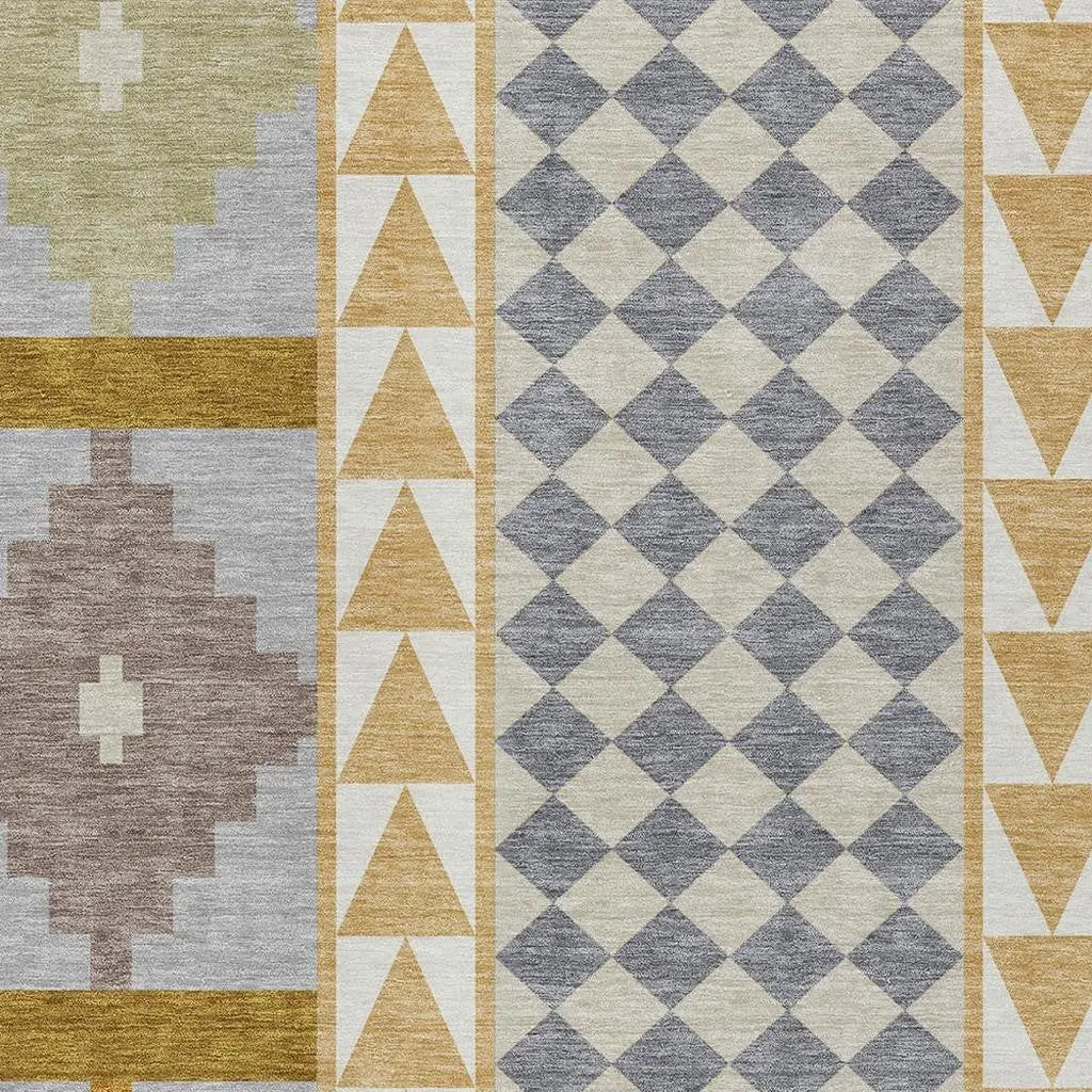 3' X 5' Gold And Copper Southwestern Washable Indoor Outdoor Area Rug Homeroots Outdoor