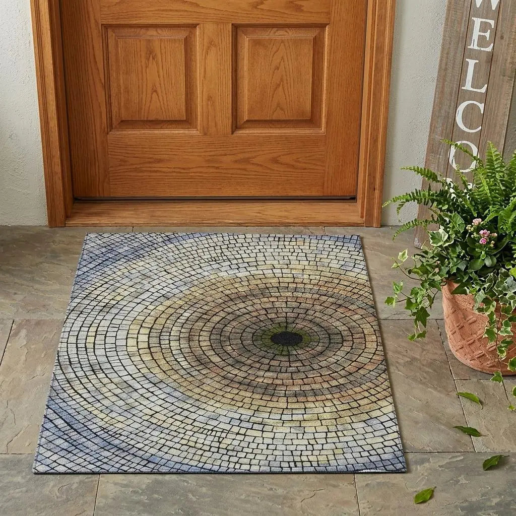 3' X 5' Gold And Gray Geometric Washable Indoor Outdoor Area Rug Homeroots Outdoor