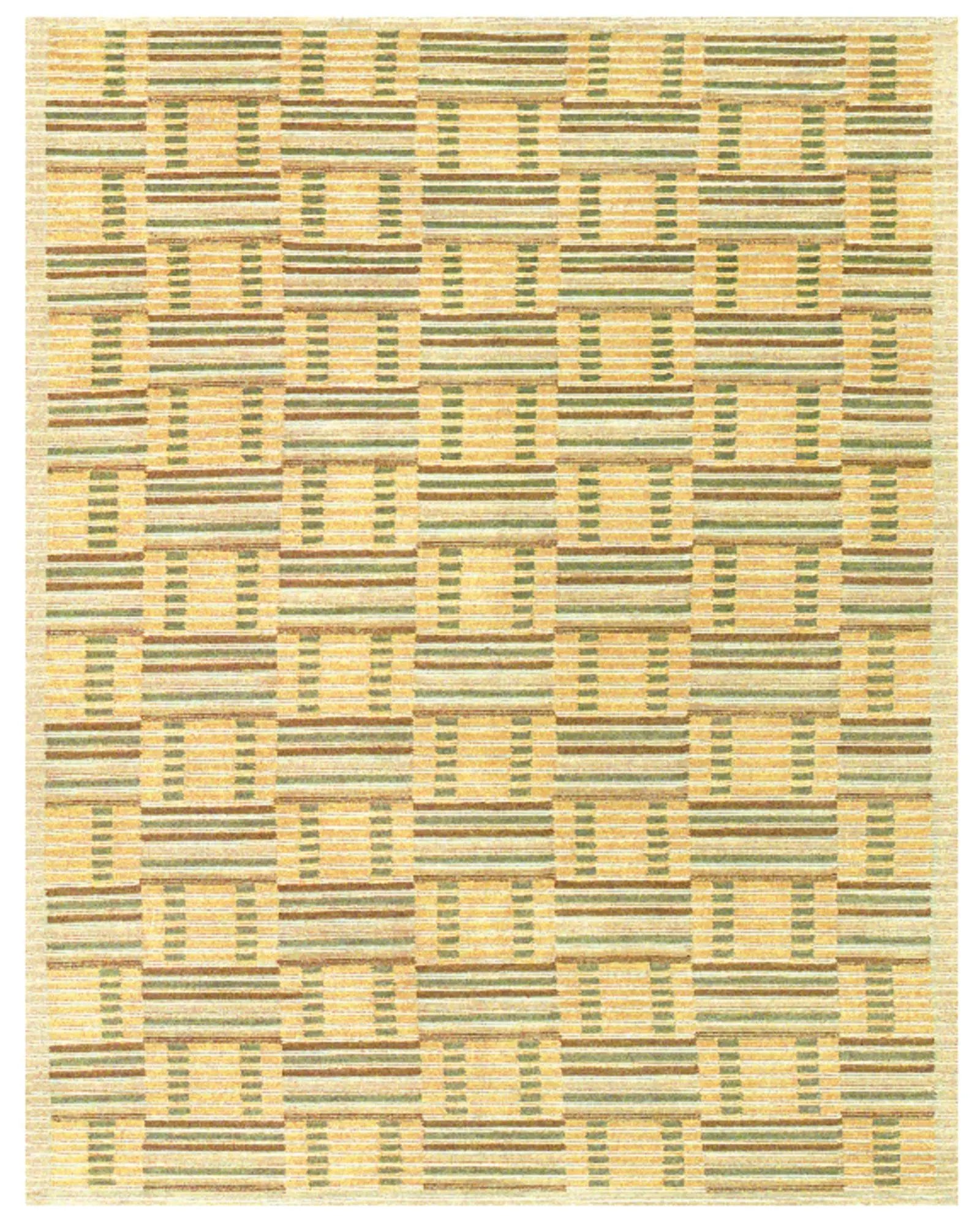3' X 5' Gold And Green Wool Checkered Hand Knotted Area Rug With Fringe Homeroots Home Decor