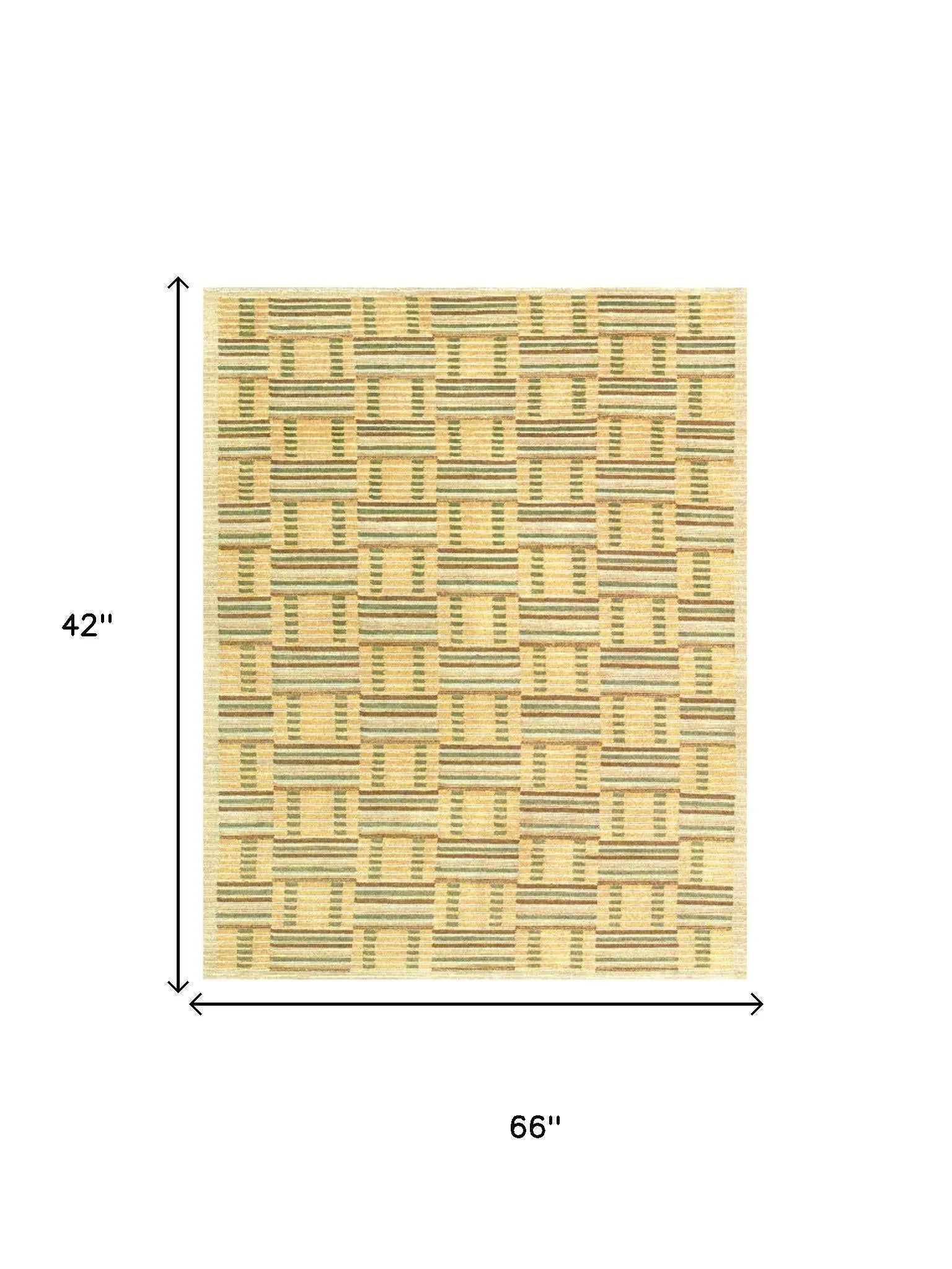 3' X 5' Gold And Green Wool Checkered Hand Knotted Area Rug With Fringe Homeroots Home Decor