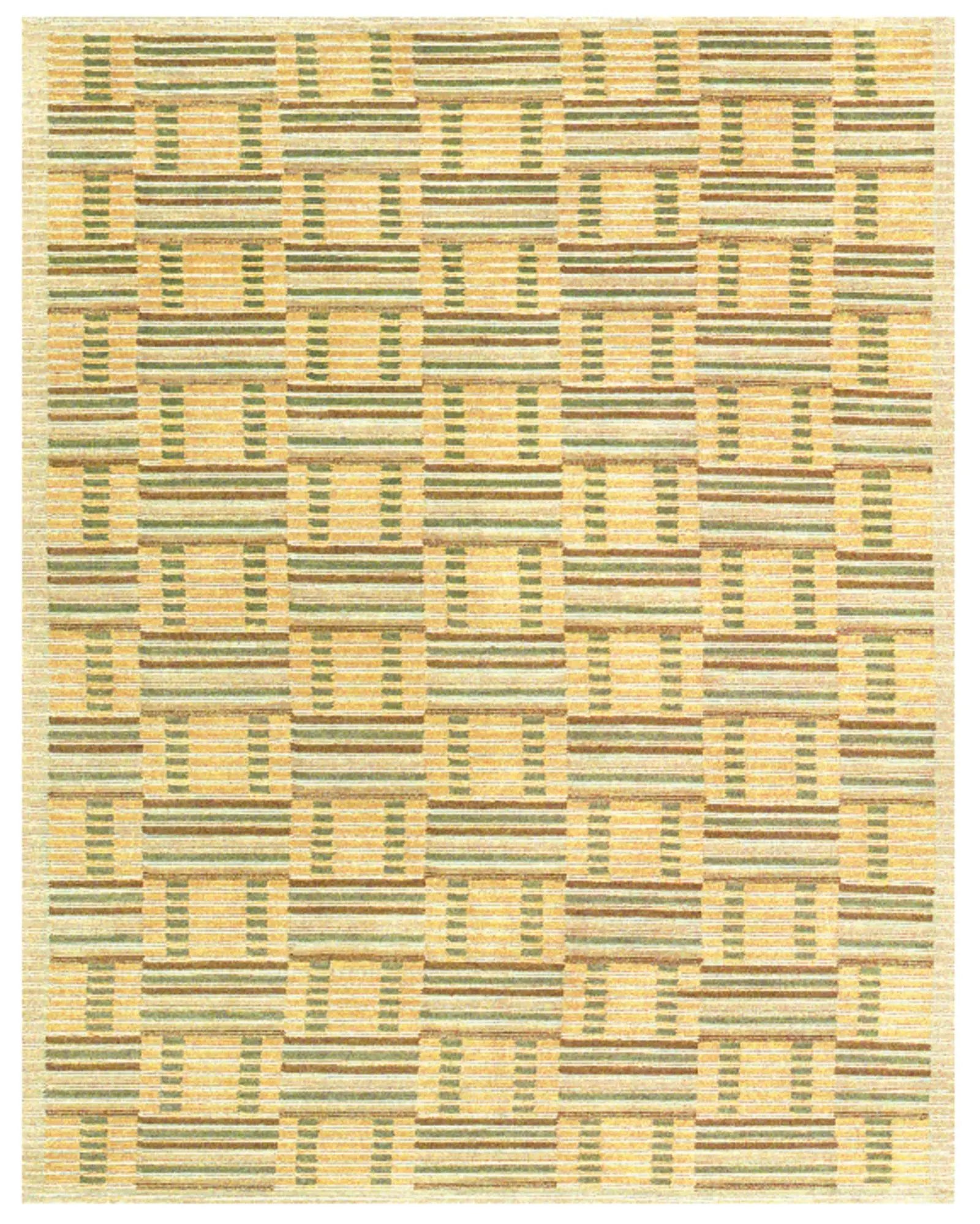 3' X 5' Gold And Green Wool Checkered Hand Knotted Area Rug With Fringe Homeroots Home Decor