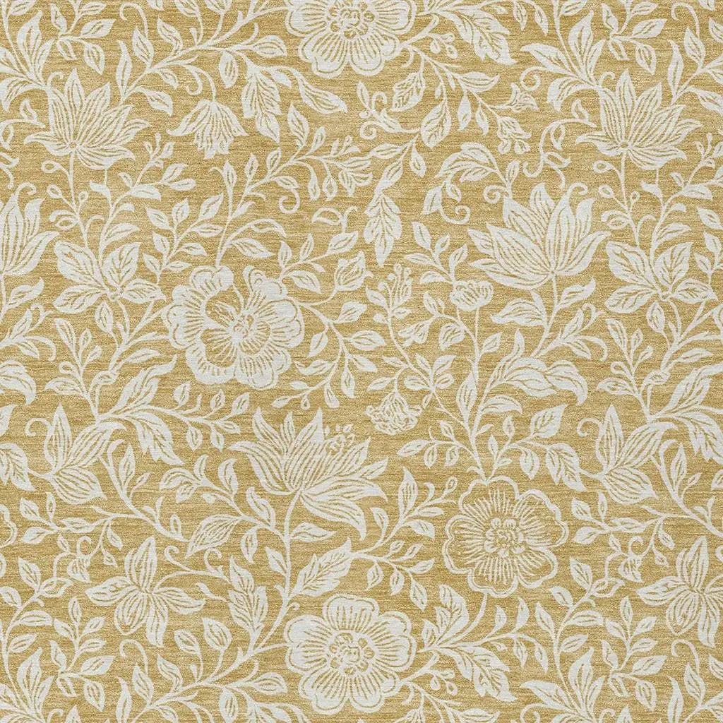 3' X 5' Gold And Ivory Floral Washable Indoor Outdoor Area Rug Homeroots Outdoor