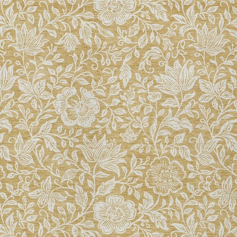 3' X 5' Gold And Ivory Floral Washable Indoor Outdoor Area Rug Homeroots Outdoor