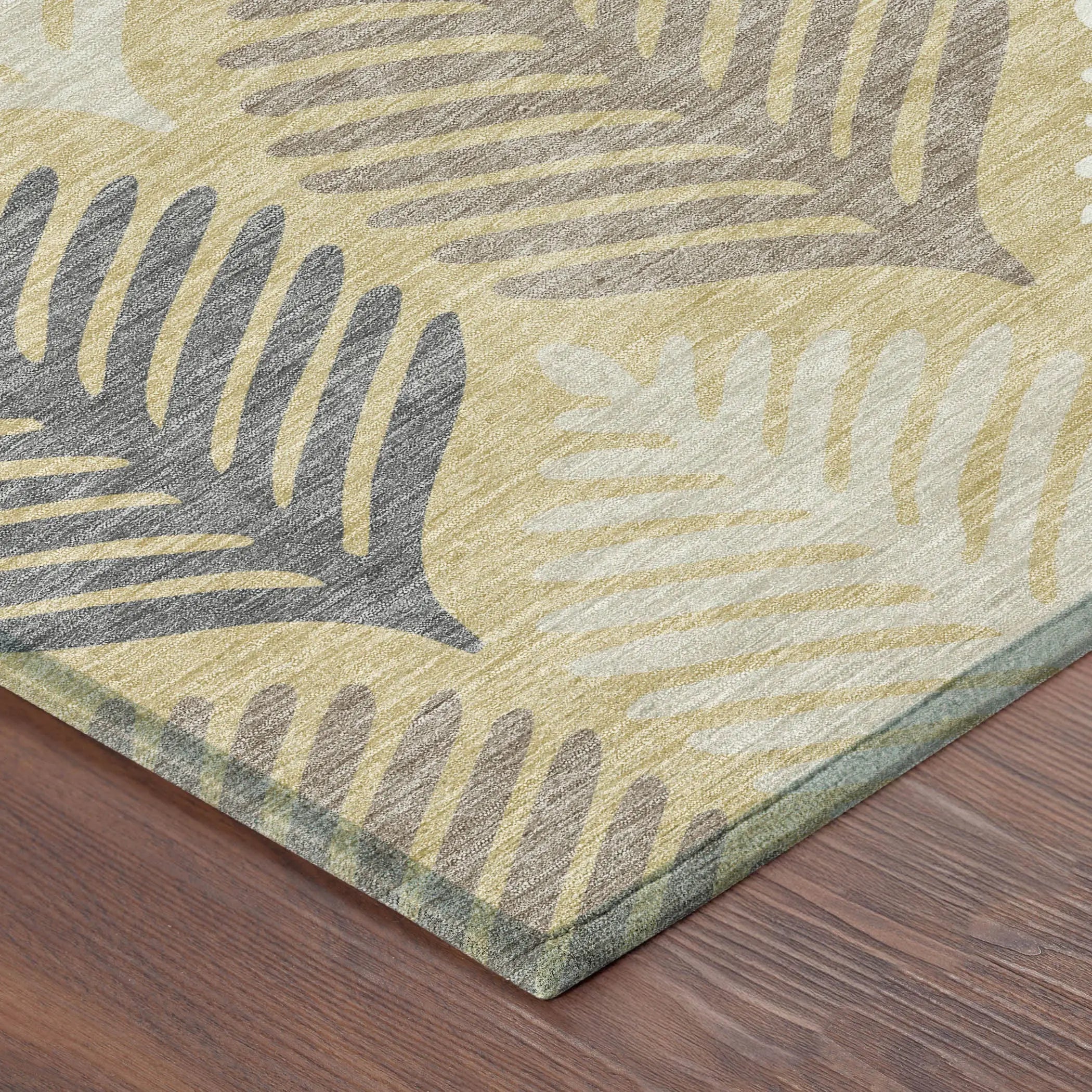 3' X 5' Gold And Ivory Floral Washable Indoor Outdoor Area Rug Homeroots Outdoor