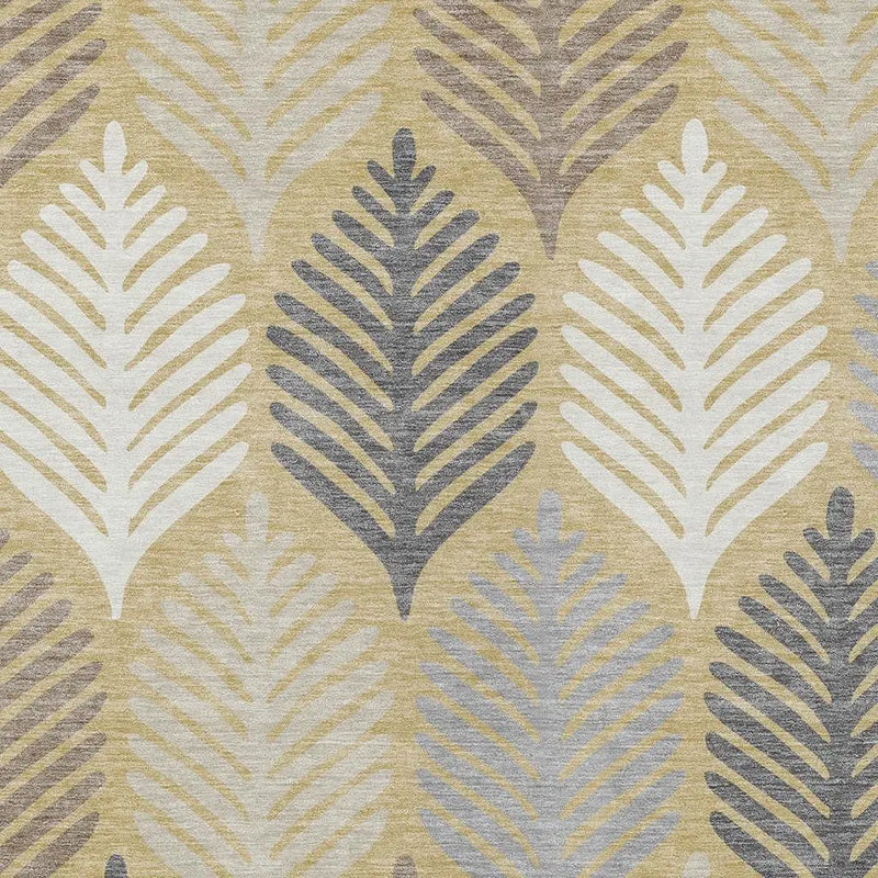 3' X 5' Gold And Ivory Floral Washable Indoor Outdoor Area Rug Homeroots Outdoor