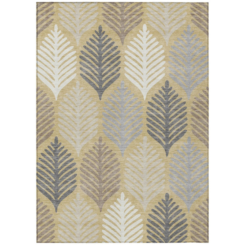 3' X 5' Gold And Ivory Floral Washable Indoor Outdoor Area Rug Homeroots Outdoor