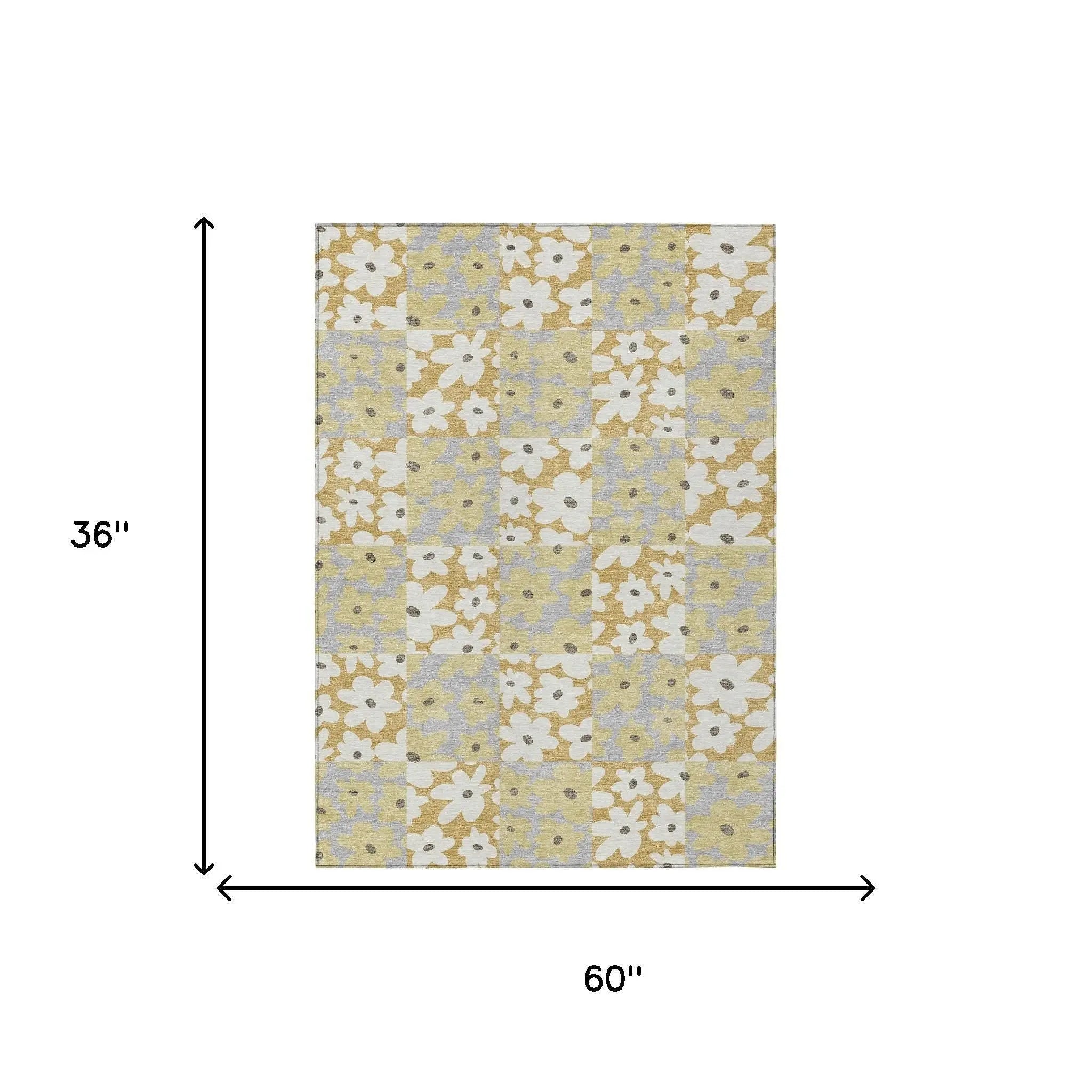 3' X 5' Gold And Ivory Floral Washable Indoor Outdoor Area Rug Homeroots Outdoor