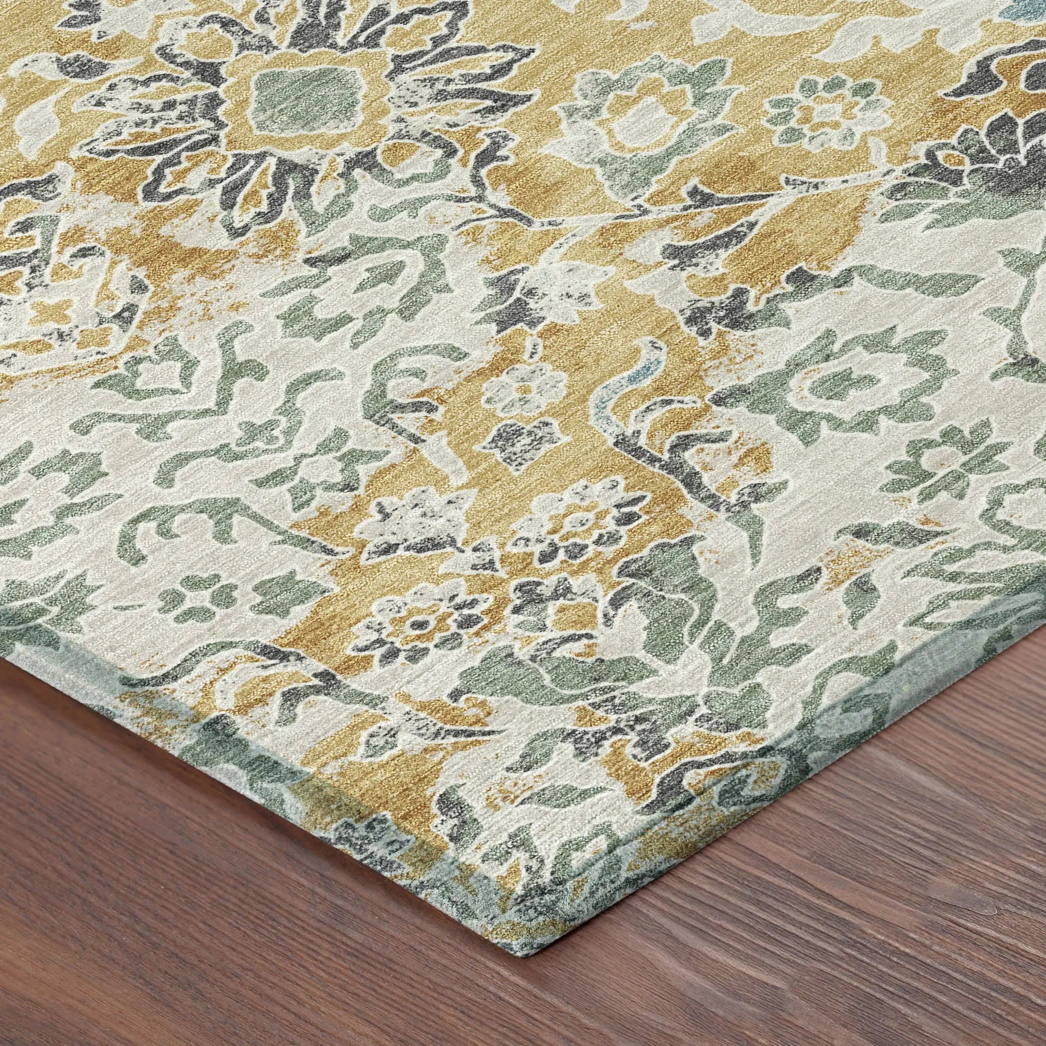 3' X 5' Gold And Ivory Geometric Washable Indoor Outdoor Area Rug Homeroots Outdoor