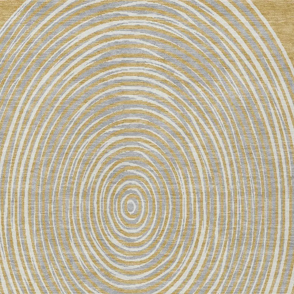 3' X 5' Gold And Ivory Geometric Washable Indoor Outdoor Area Rug Homeroots Outdoor