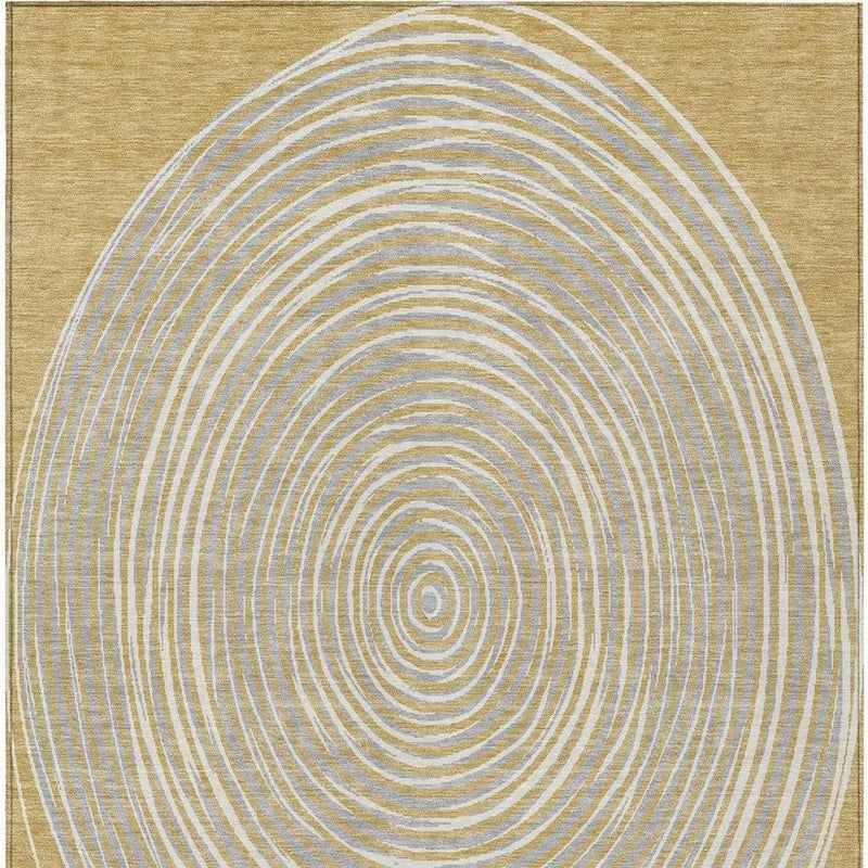 3' X 5' Gold And Ivory Geometric Washable Indoor Outdoor Area Rug Homeroots Outdoor