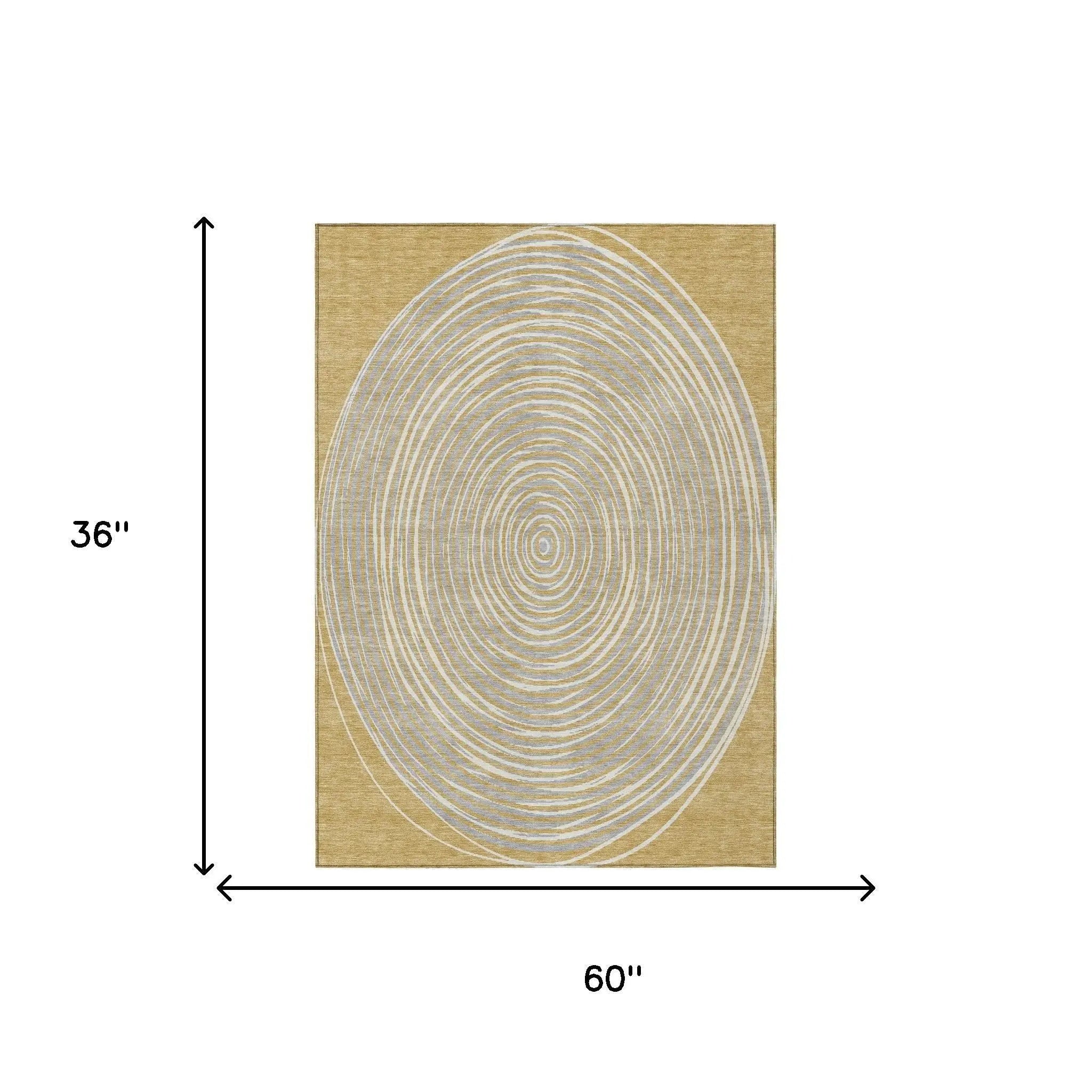 3' X 5' Gold And Ivory Geometric Washable Indoor Outdoor Area Rug Homeroots Outdoor