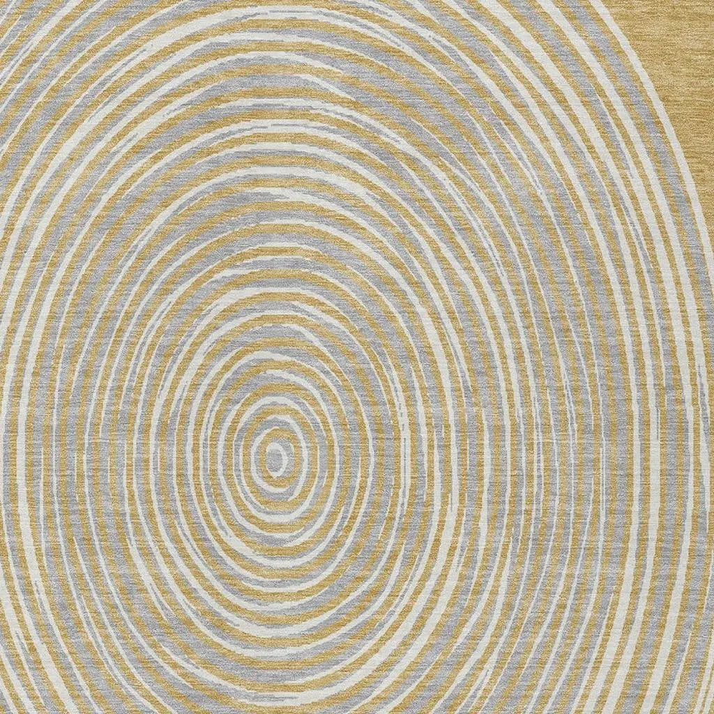 3' X 5' Gold And Ivory Geometric Washable Indoor Outdoor Area Rug Homeroots Outdoor