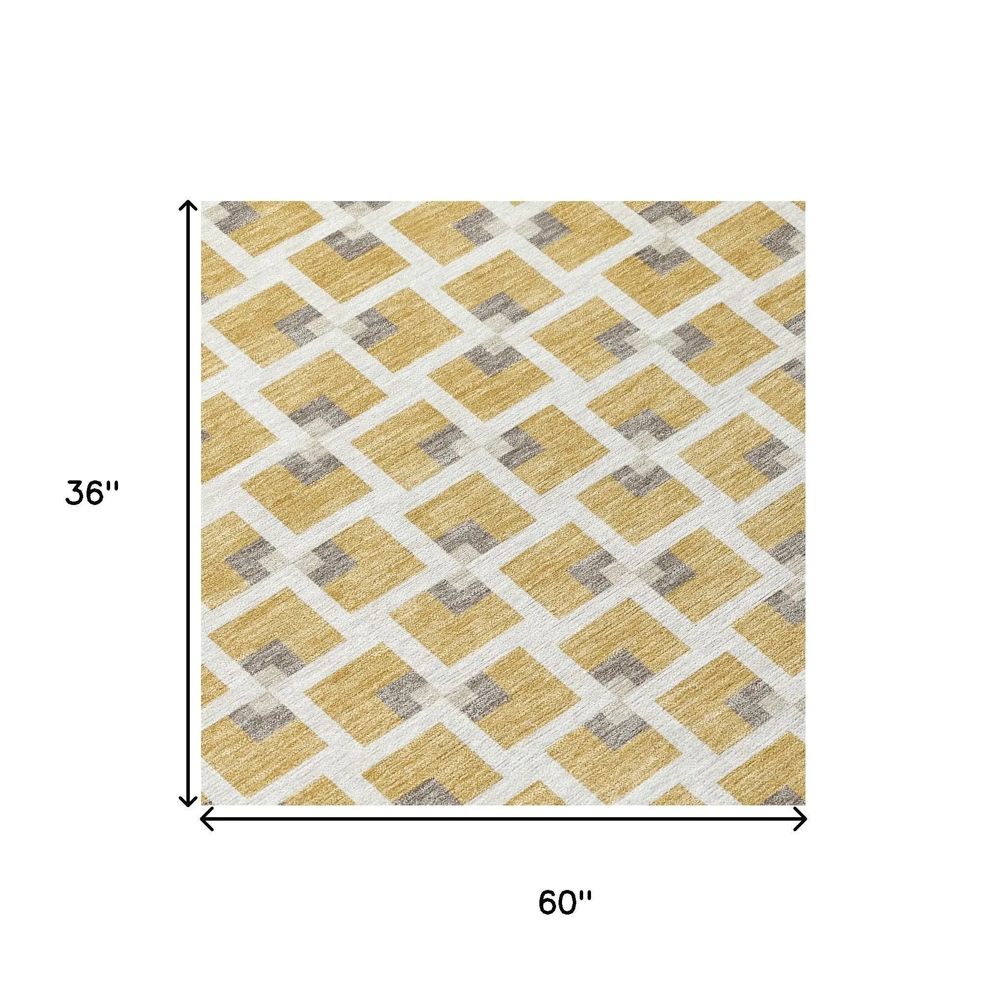 3' X 5' Gold And Ivory Geometric Washable Indoor Outdoor Area Rug Homeroots Outdoor