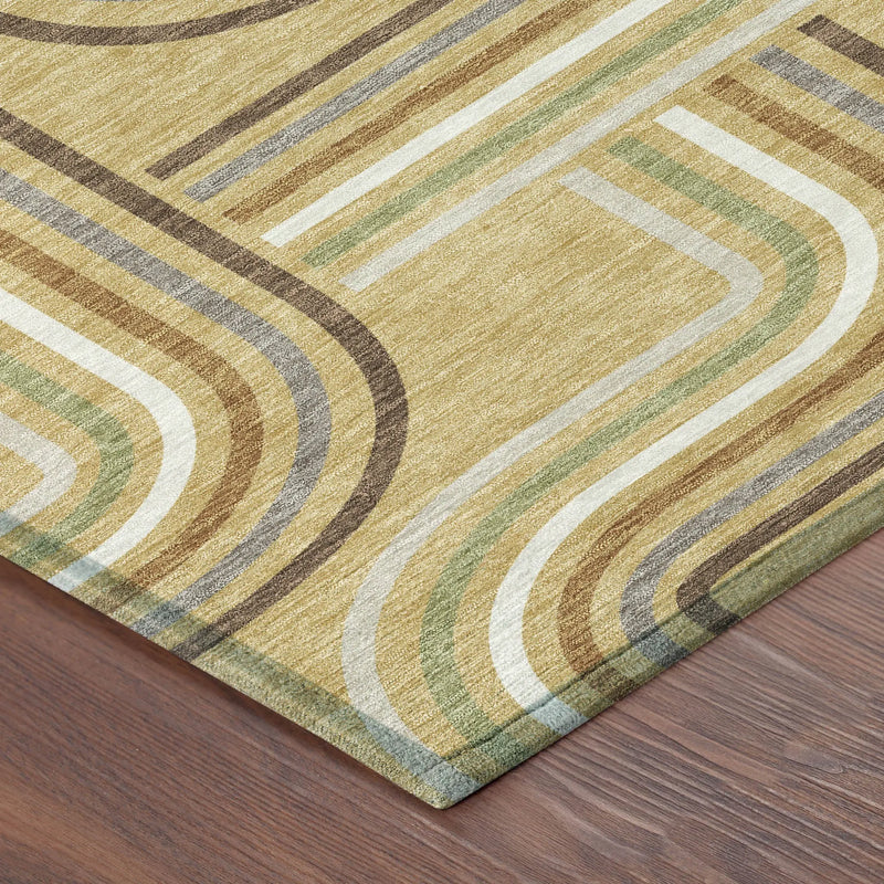 3' X 5' Gold And Ivory Geometric Washable Indoor Outdoor Area Rug Homeroots Outdoor