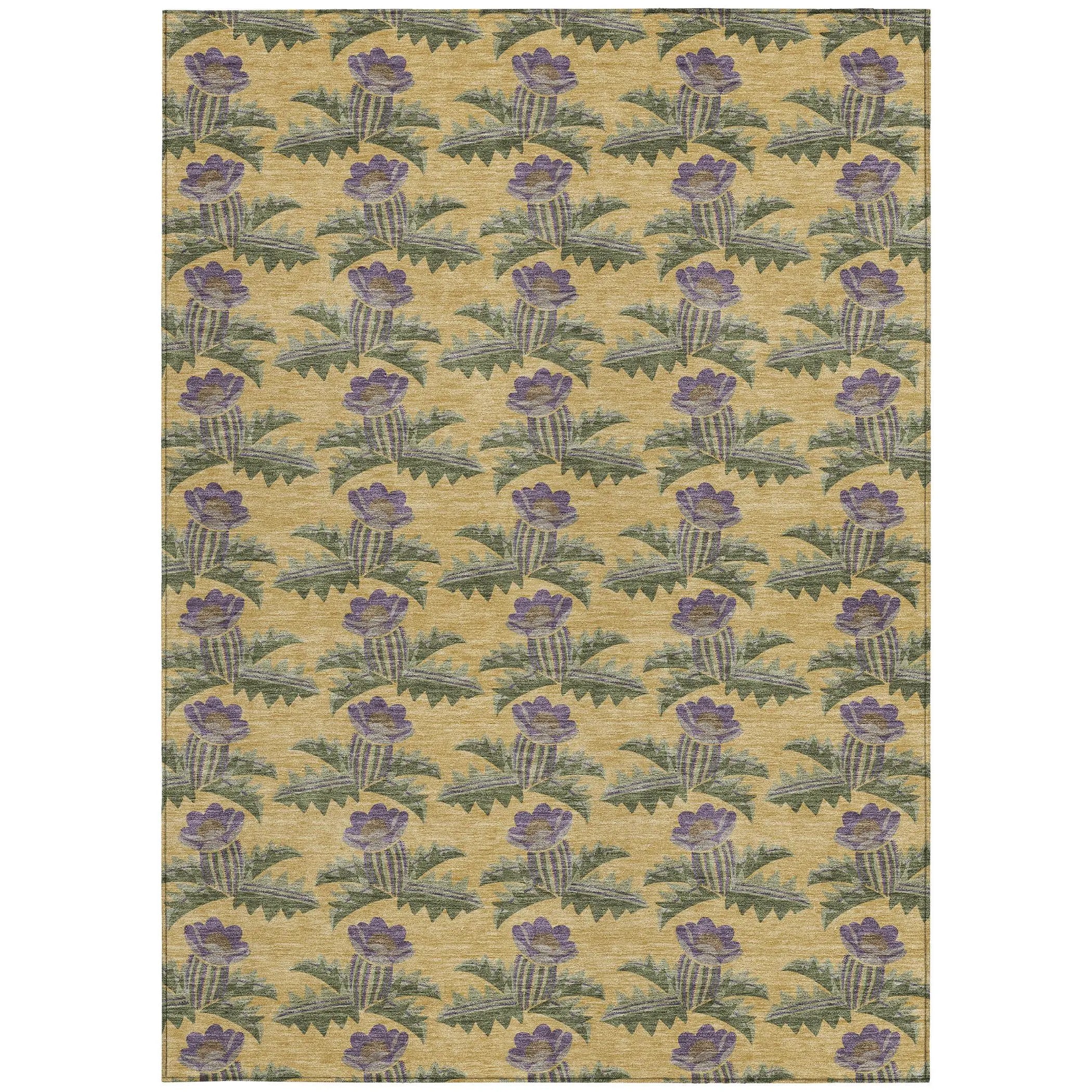 3' X 5' Gold And Khaki Floral Washable Indoor Outdoor Area Rug Homeroots Outdoor