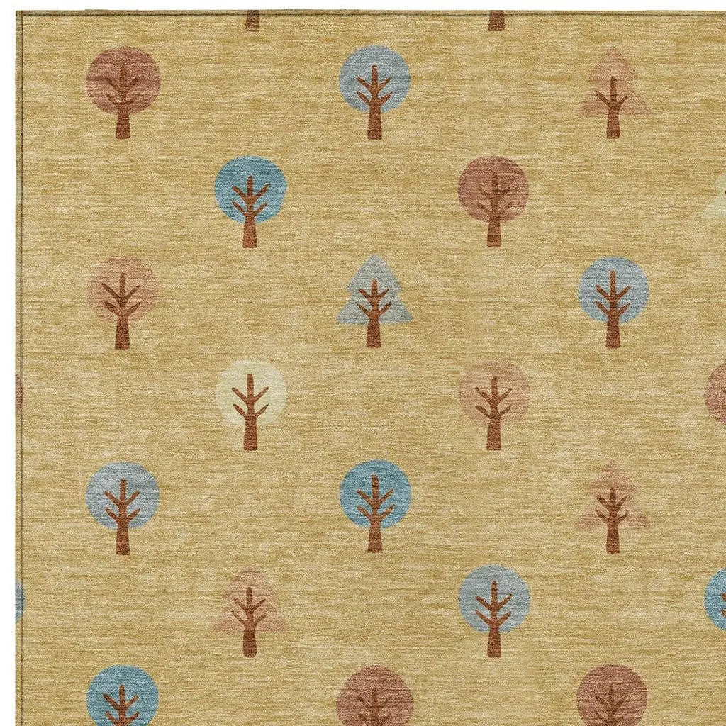 3' X 5' Gold And Orange Geometric Washable Indoor Outdoor Area Rug Homeroots Outdoor