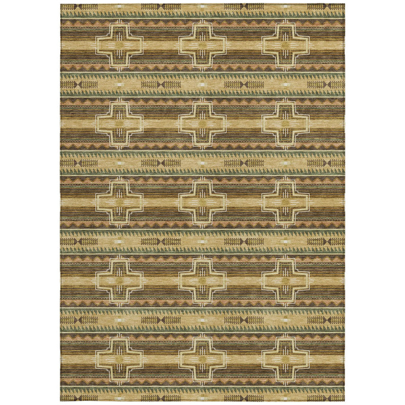 3' X 5' Gold And Red Tribal Washable Indoor Outdoor Area Rug Homeroots Outdoor
