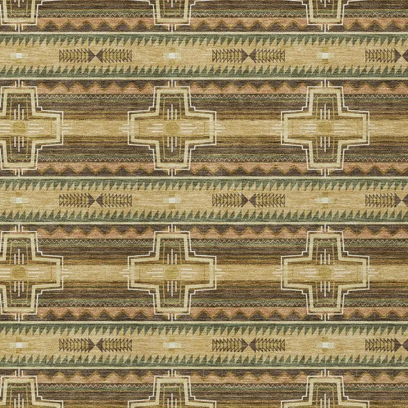 3' X 5' Gold And Red Tribal Washable Indoor Outdoor Area Rug Homeroots Outdoor