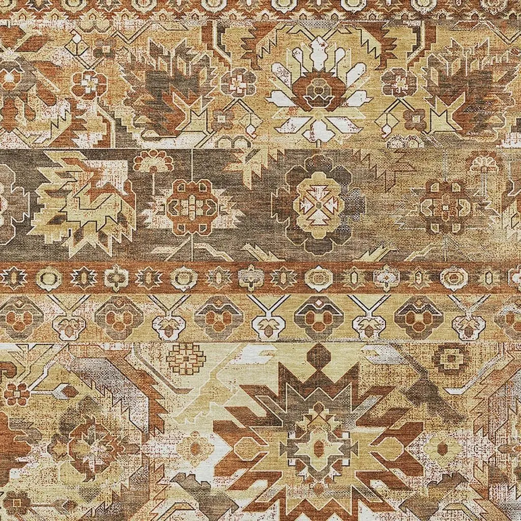 3' X 5' Gold And Saffron Cactus Washable Indoor Outdoor Area Rug Homeroots Outdoor