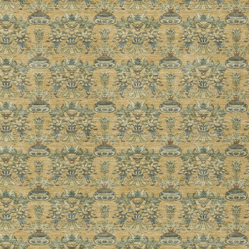 3' X 5' Gold And Silver Floral Washable Indoor Outdoor Area Rug Homeroots Outdoor