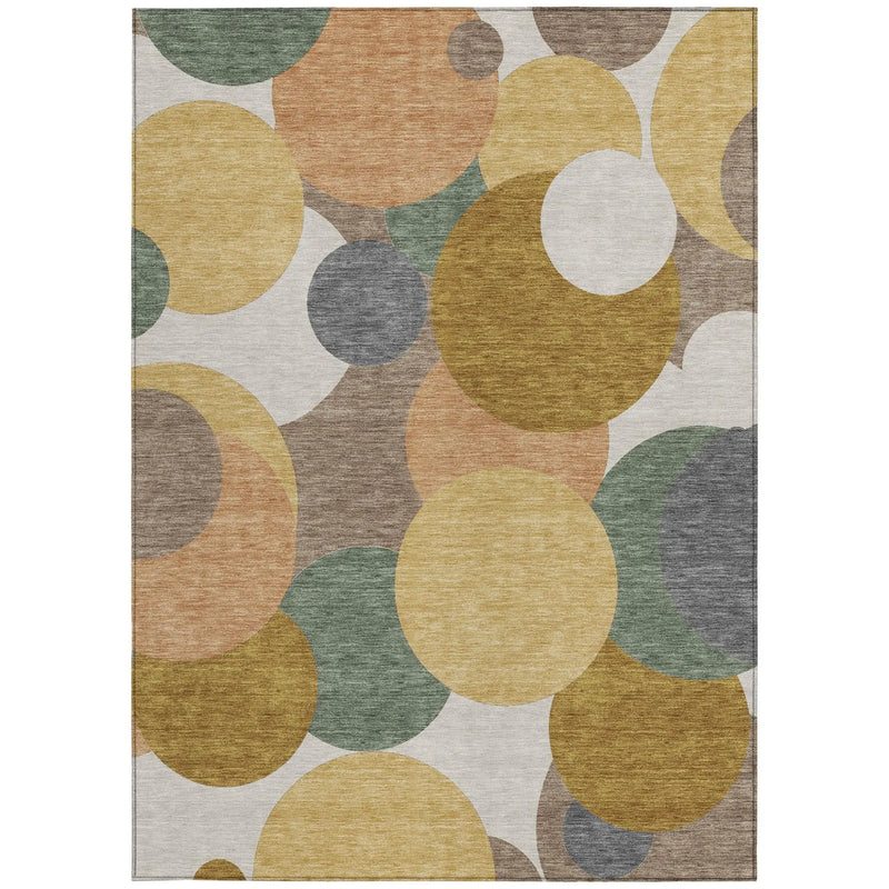 3' X 5' Gold And Walnut Geometric Washable Indoor Outdoor Area Rug Homeroots Outdoor